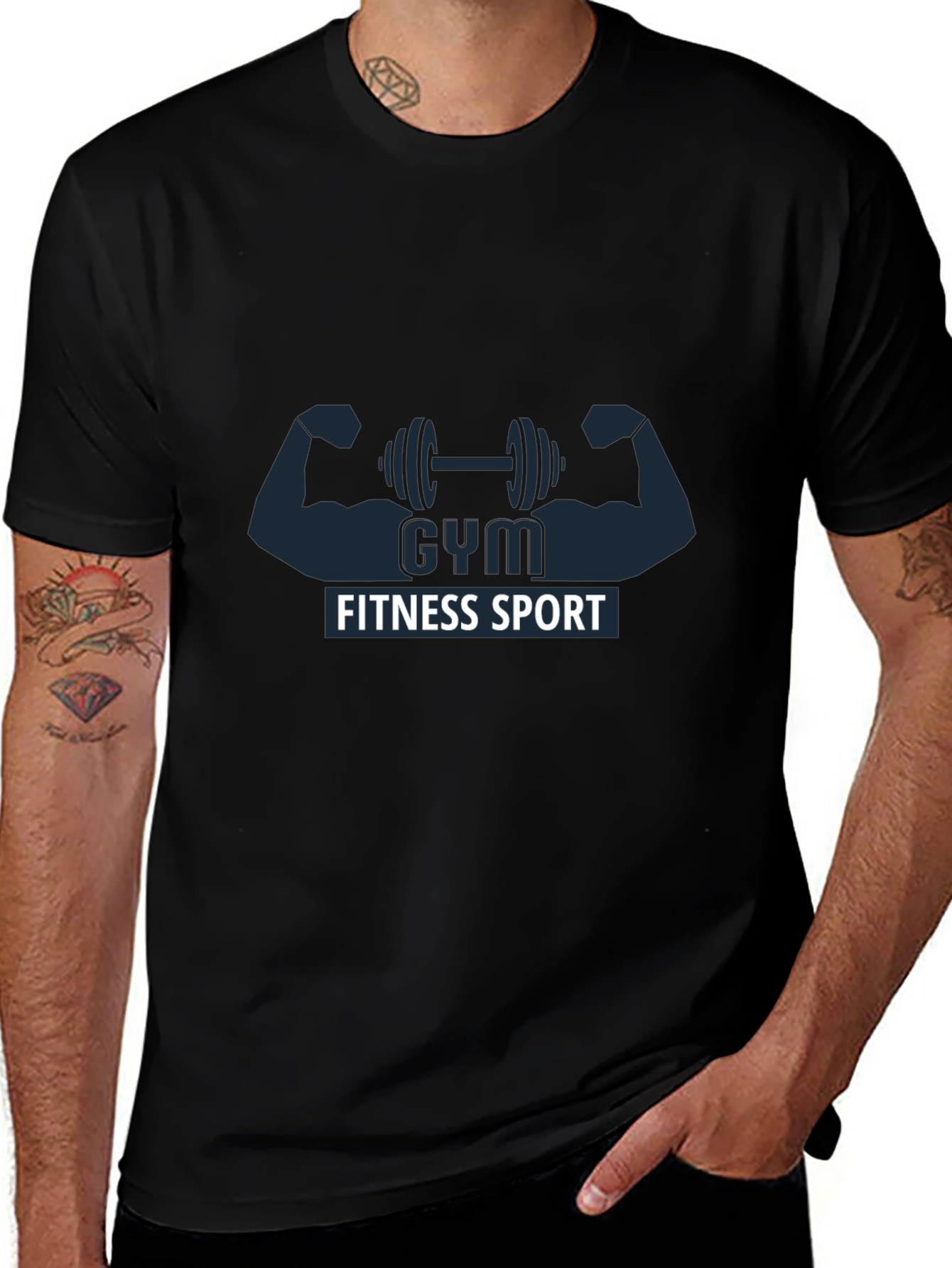 Gym Fitness Sport Graphic Black T-Shirt