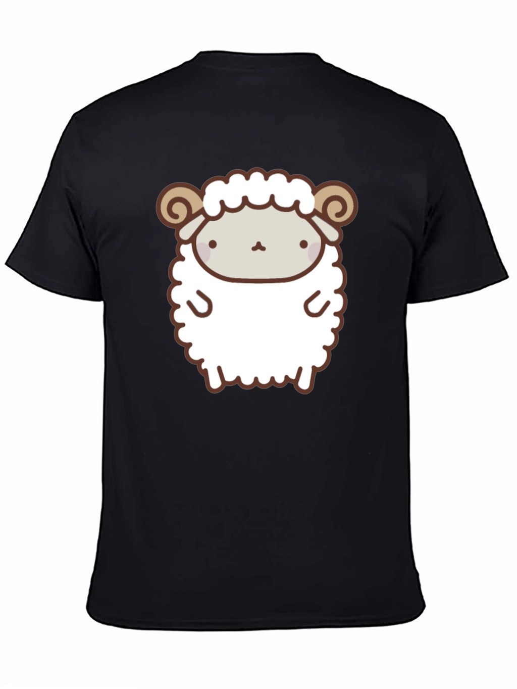 Cute Sheep Graphic Tee - Black Cotton T-Shirt