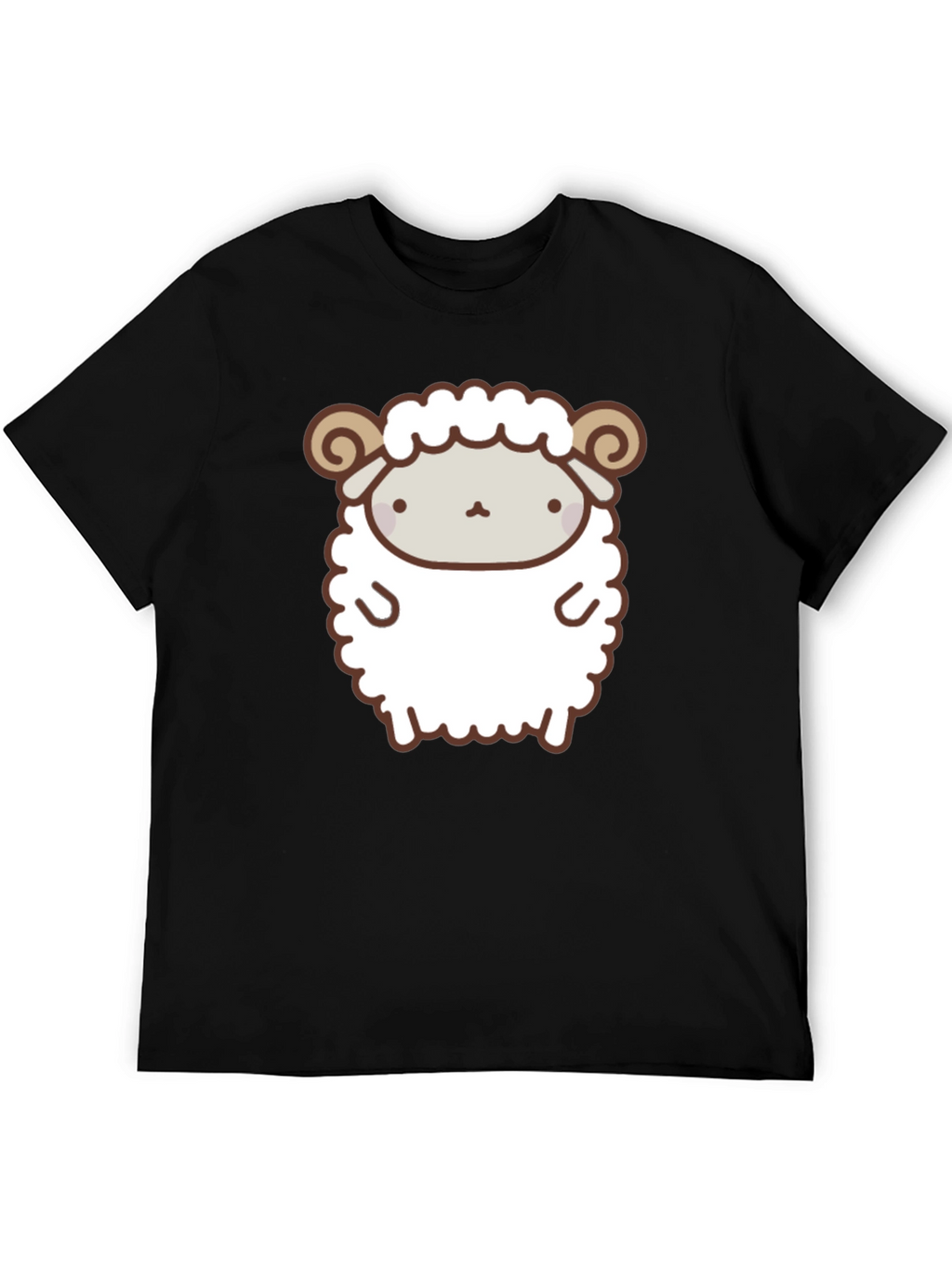 Cute Sheep Graphic Tee - Black Cotton T-Shirt