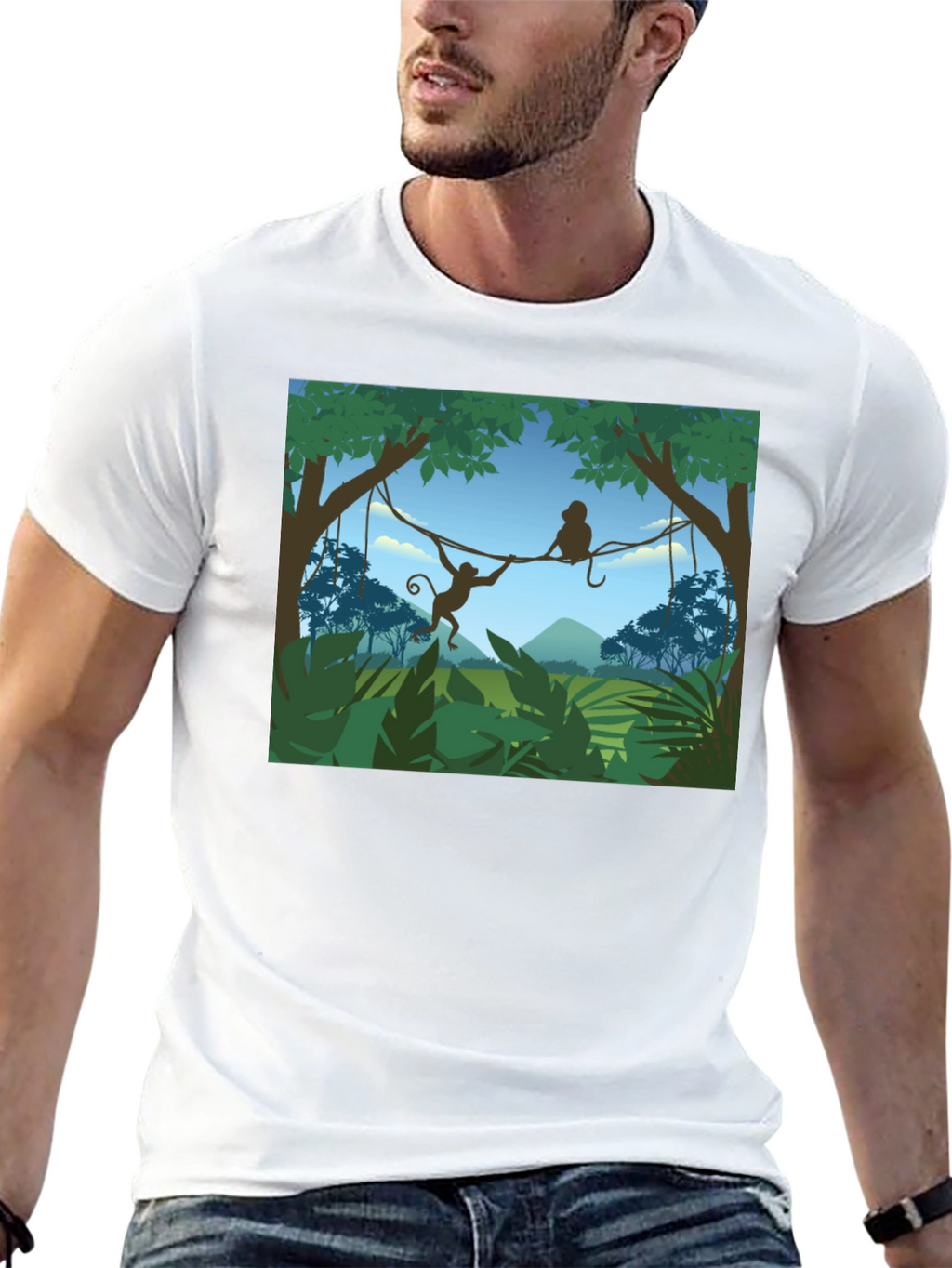Jungle Monkey Graphic T-Shirt - Black
