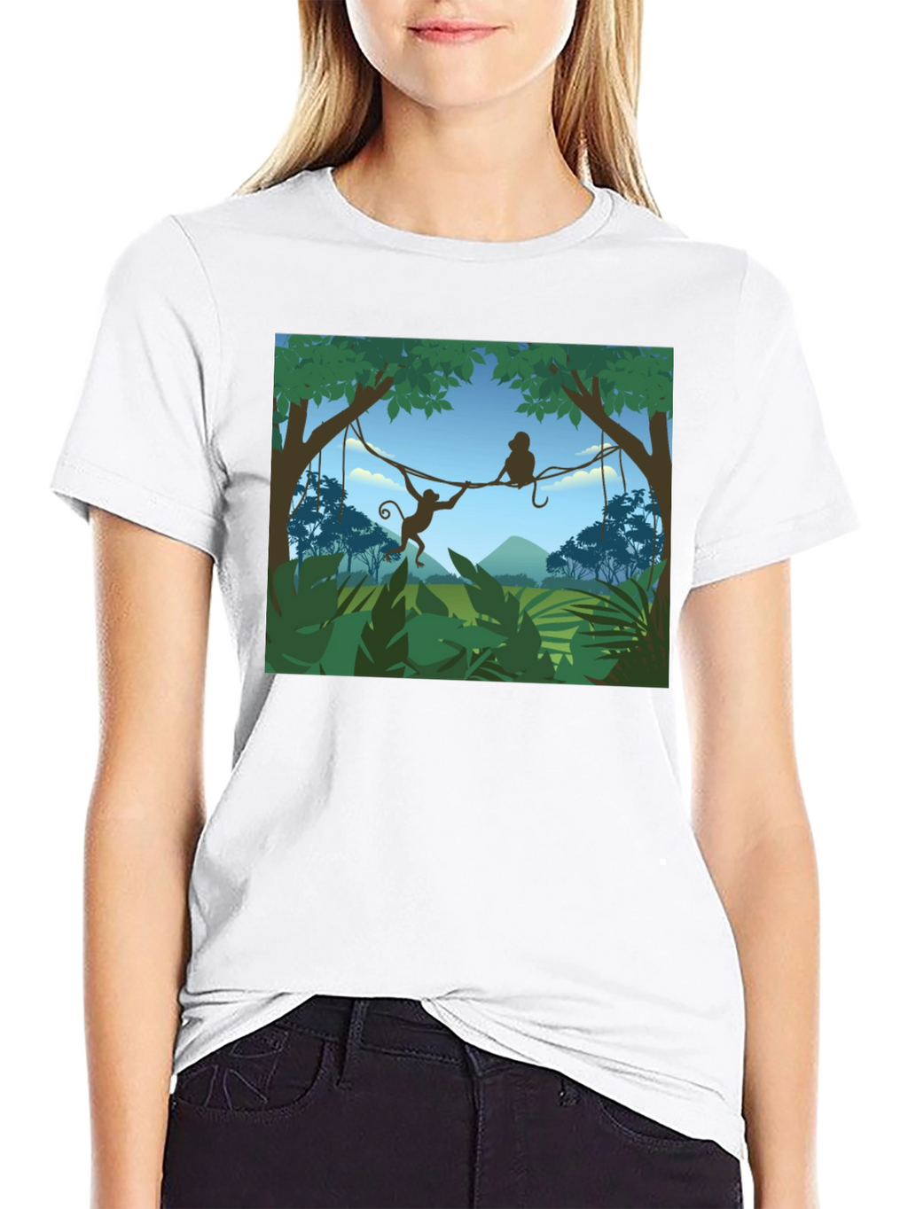 Jungle Monkey Graphic T-Shirt - Black