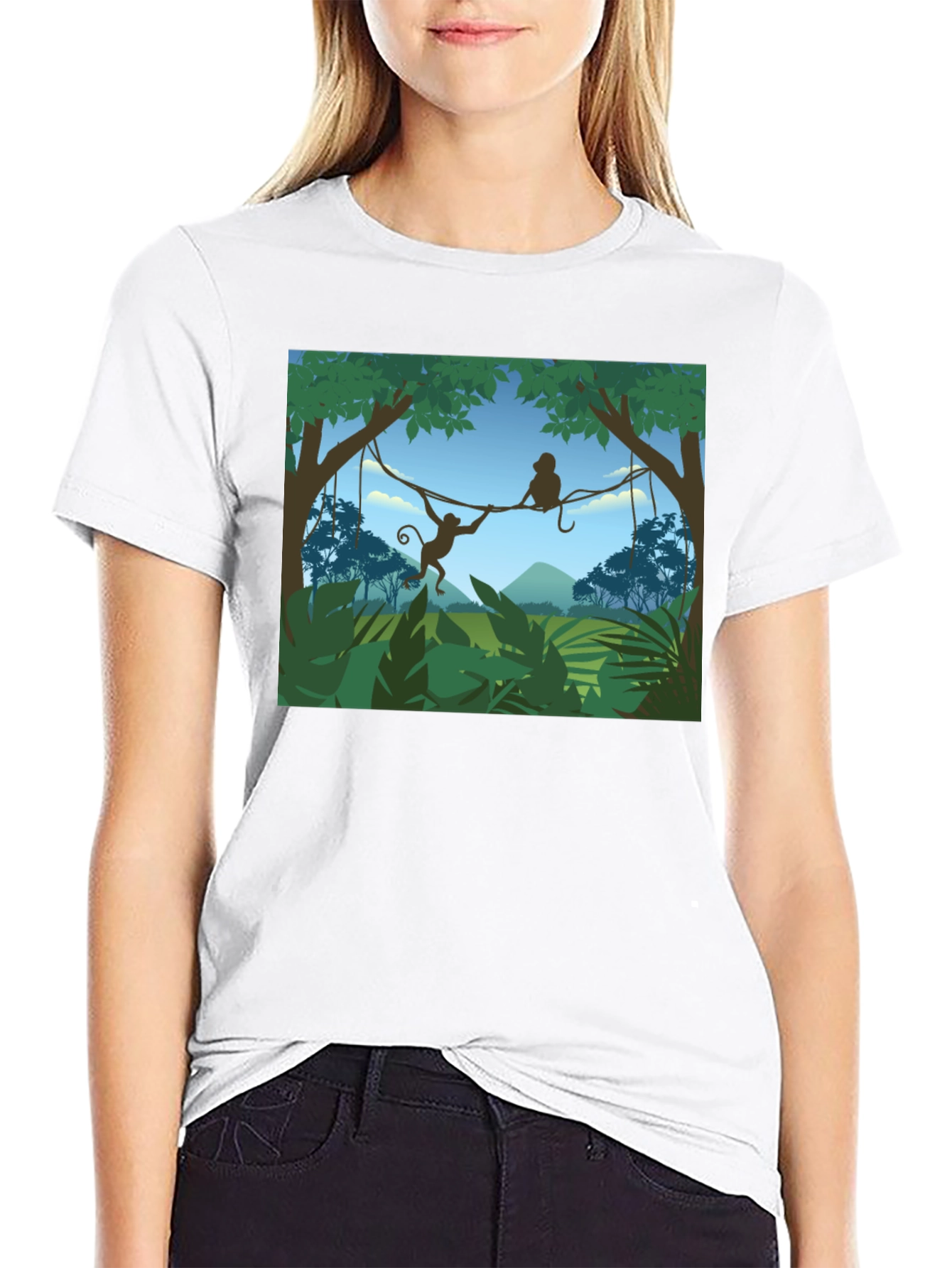 Jungle Monkey Graphic T-Shirt - Black