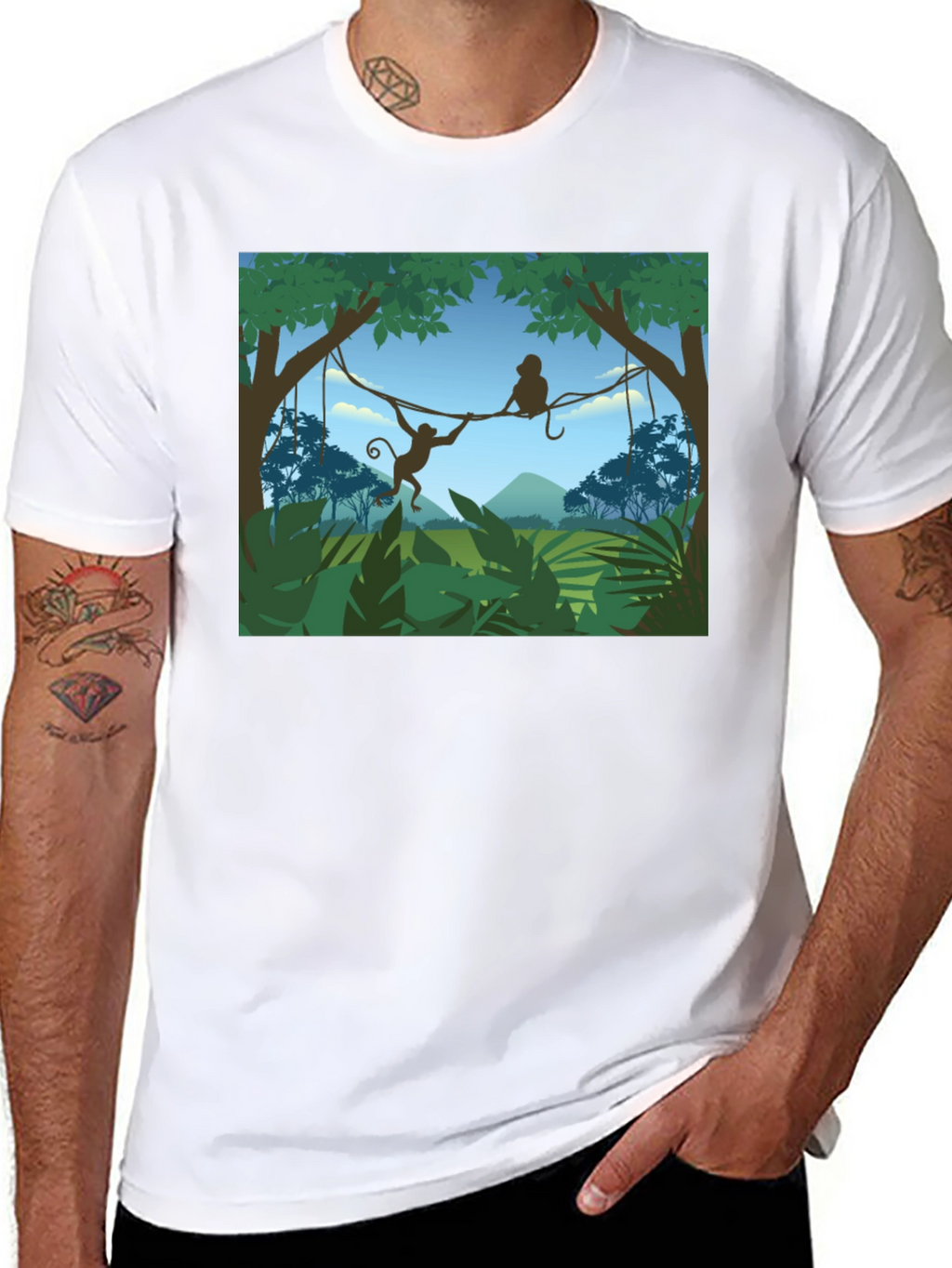 Jungle Monkey Graphic T-Shirt - Black