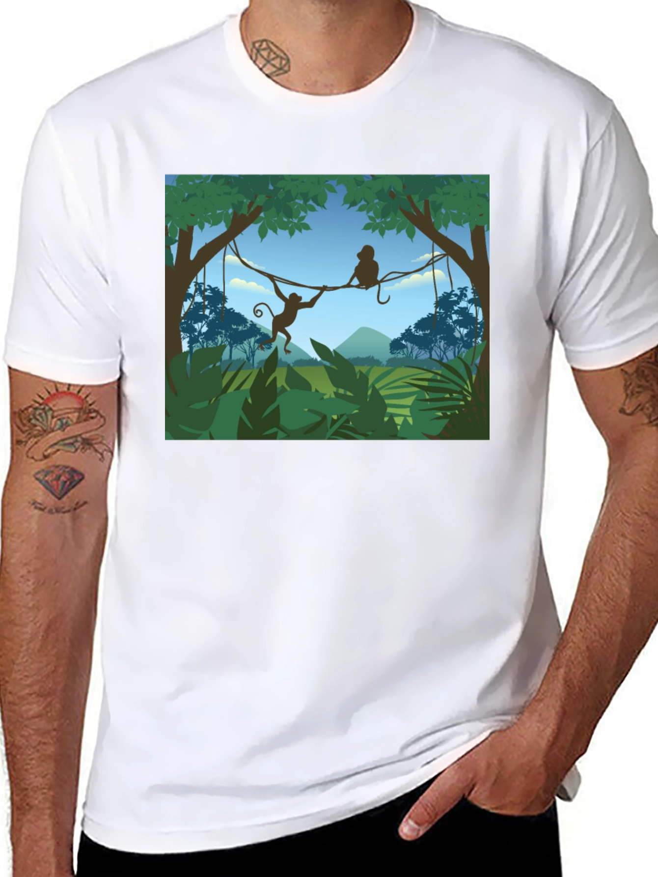 Jungle Monkey Graphic T-Shirt - Black