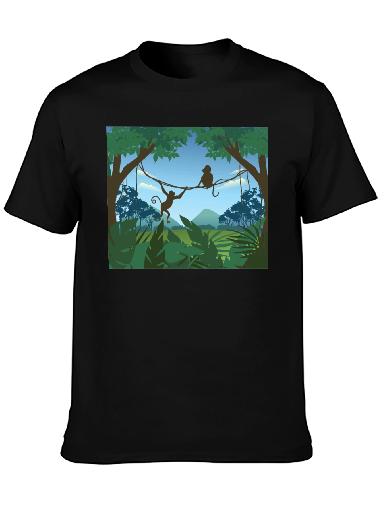 Jungle Monkey Graphic T-Shirt - Black