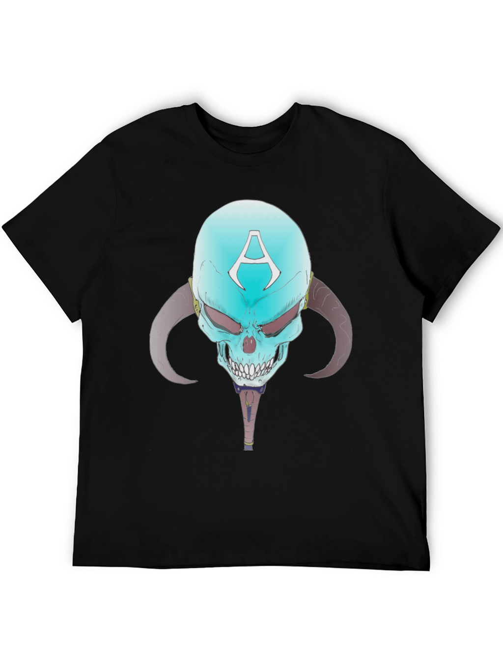 Skull with Horns Graphic Tee - Edgy Design