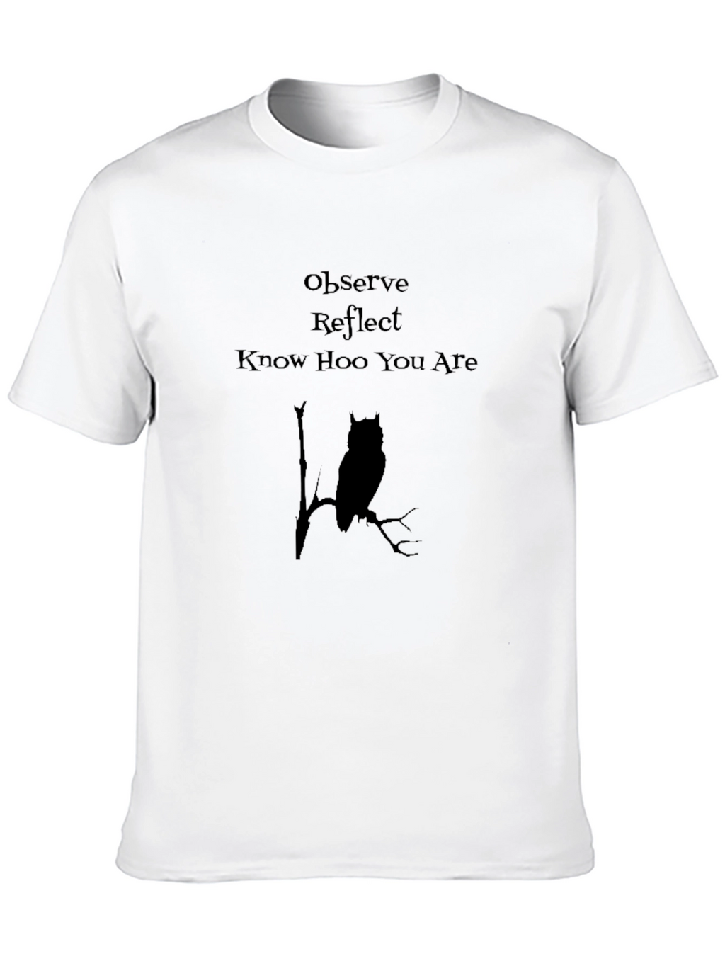 Observe Reflect Owl Graphic Black T-Shirt