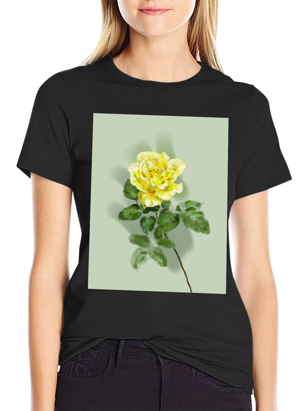 Floral T-Shirt: Yellow Rose