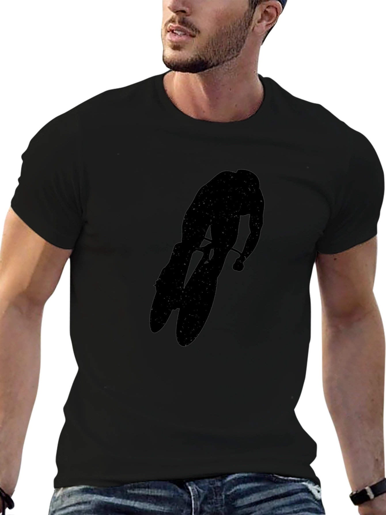 Black Cyclist Silhouette Tee
