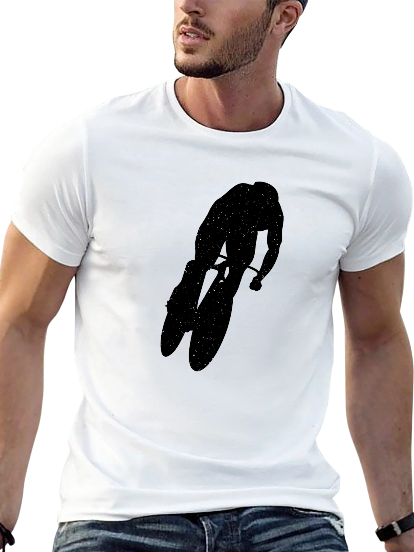 Black Cyclist Silhouette Tee