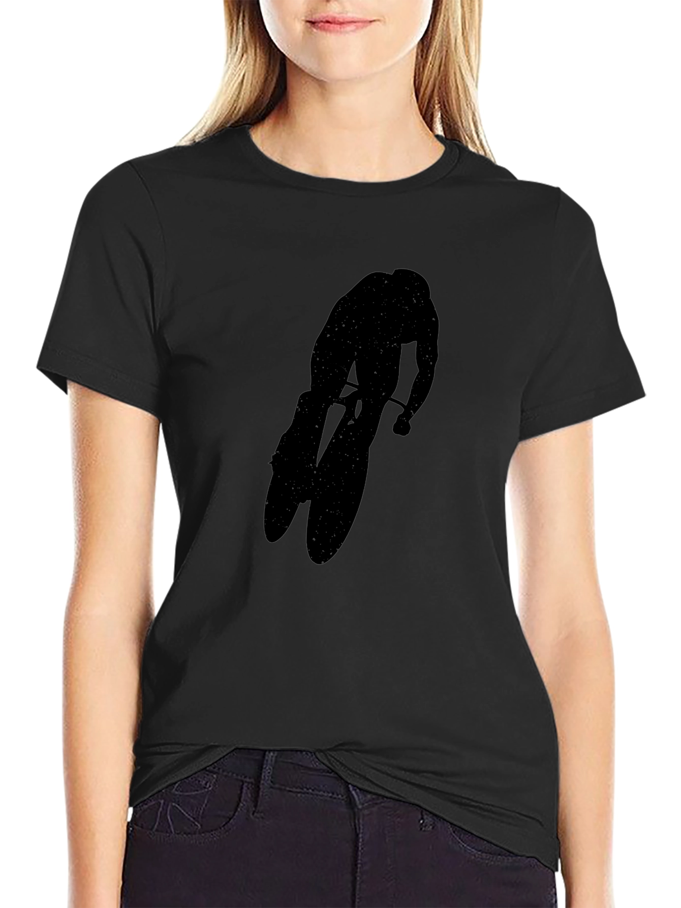 Black Cyclist Silhouette Tee