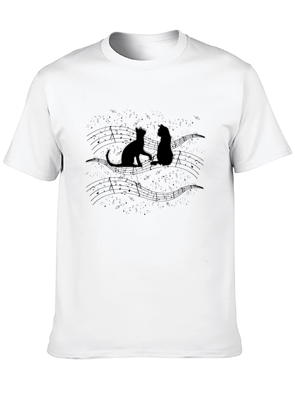 Cats on Sheet Music Black T-Shirt