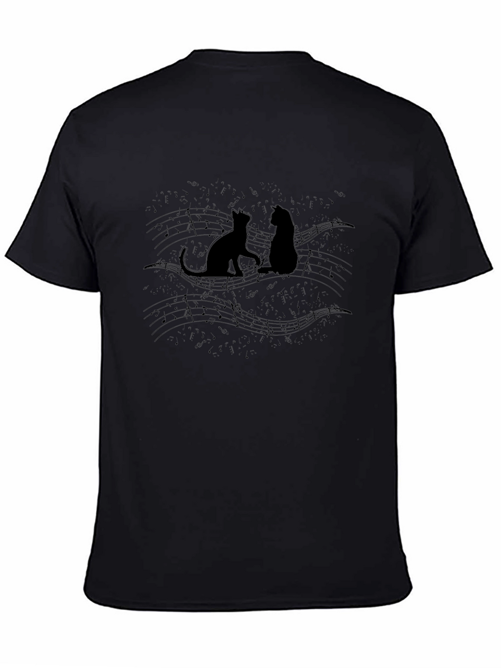 Cats on Sheet Music Black T-Shirt