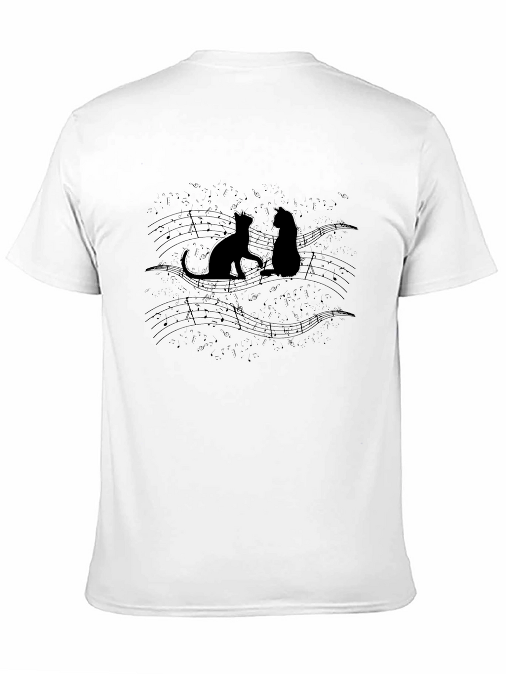 Cats on Sheet Music Black T-Shirt