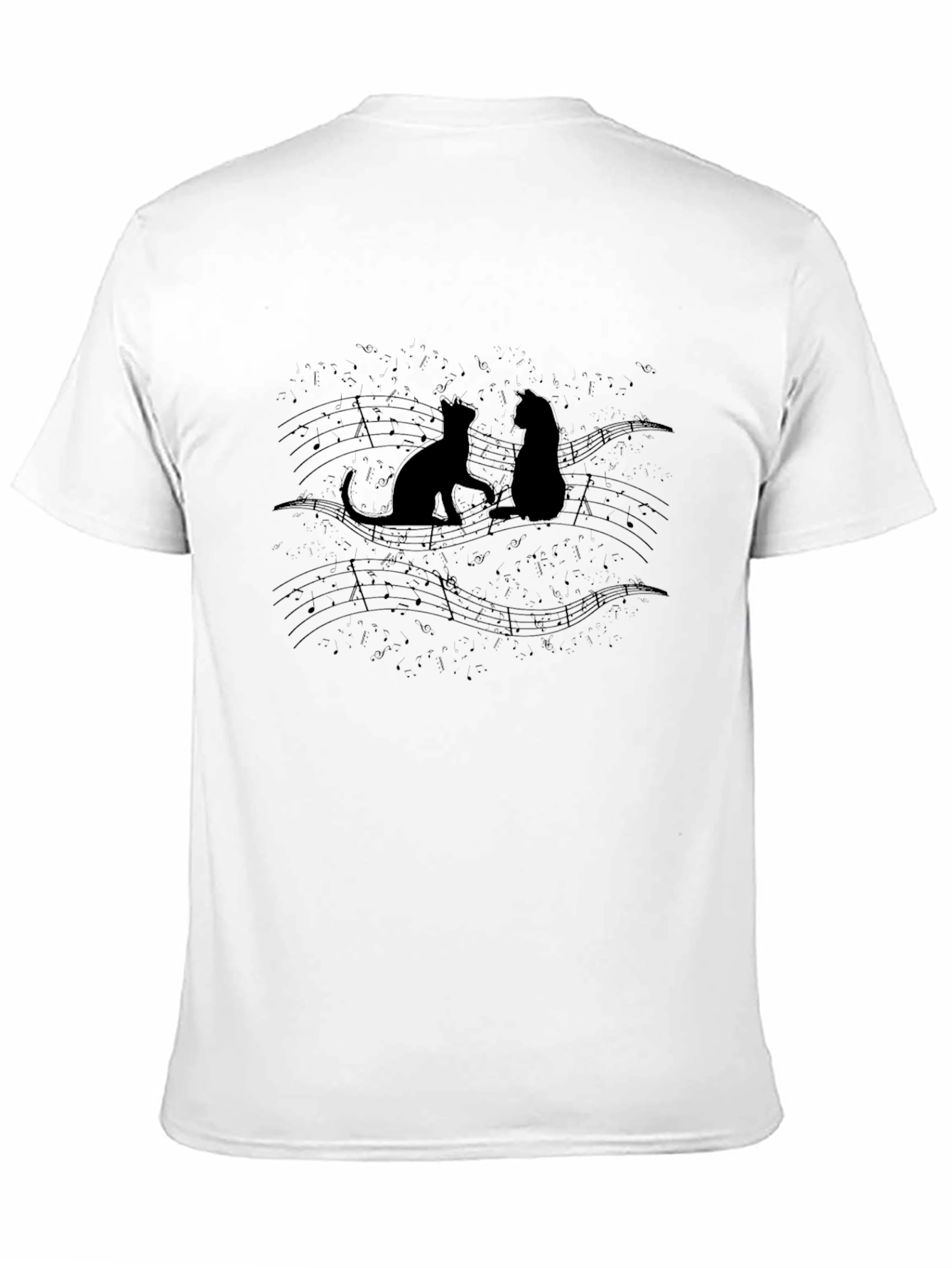 Cats on Sheet Music Black T-Shirt