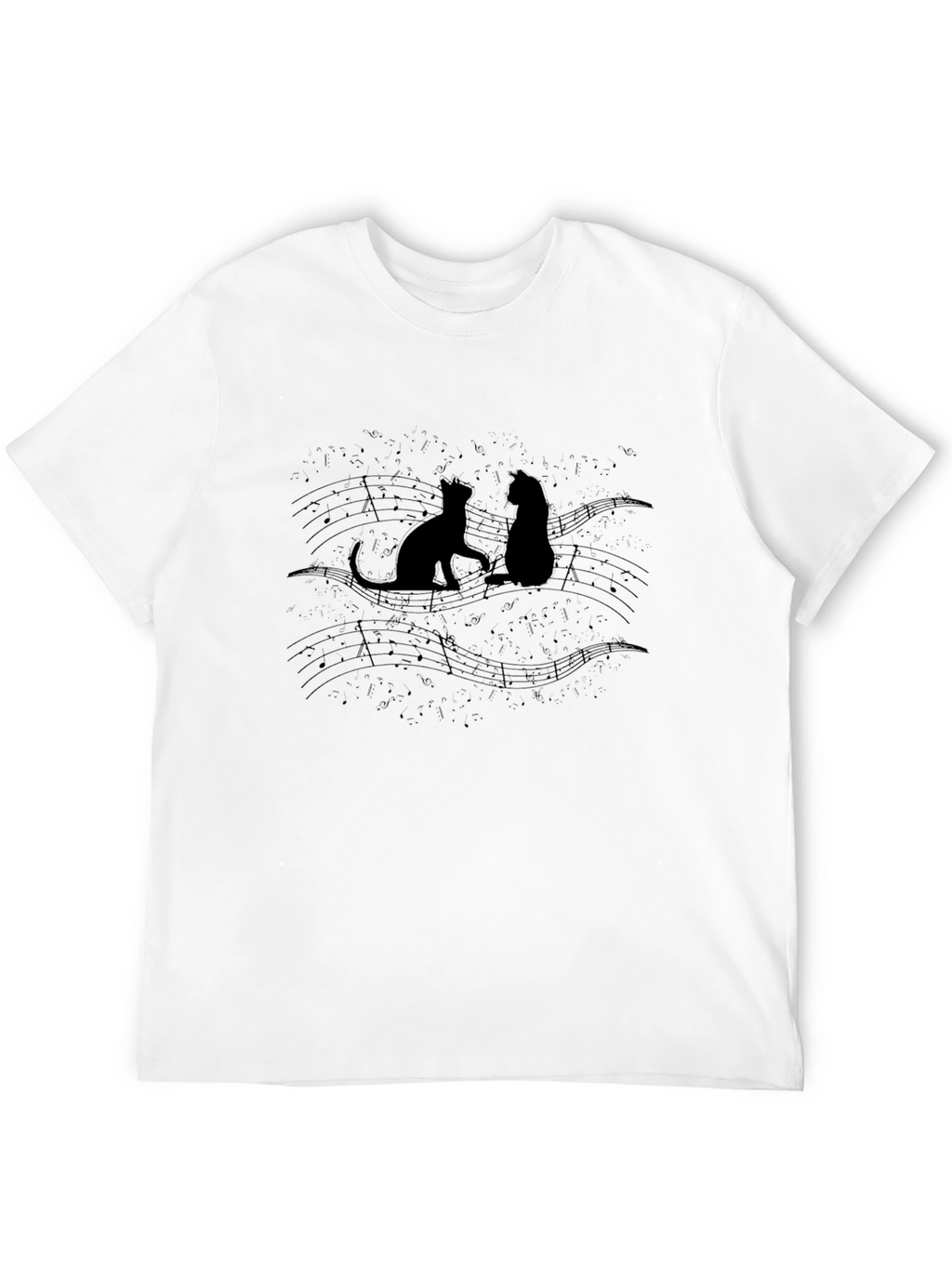 Cats on Sheet Music Black T-Shirt