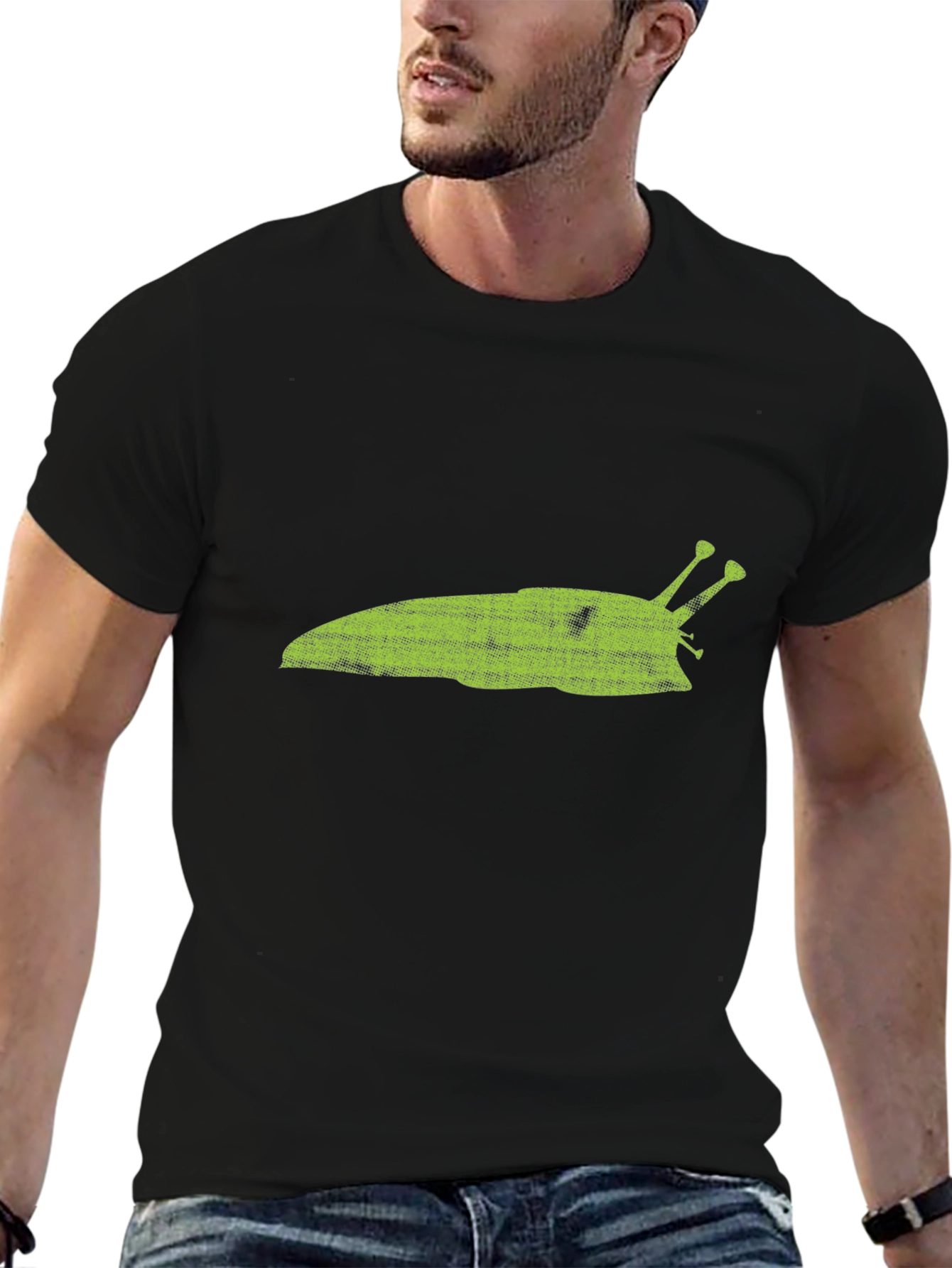 Green Slug Graphic T-Shirt - Casual Black Tee