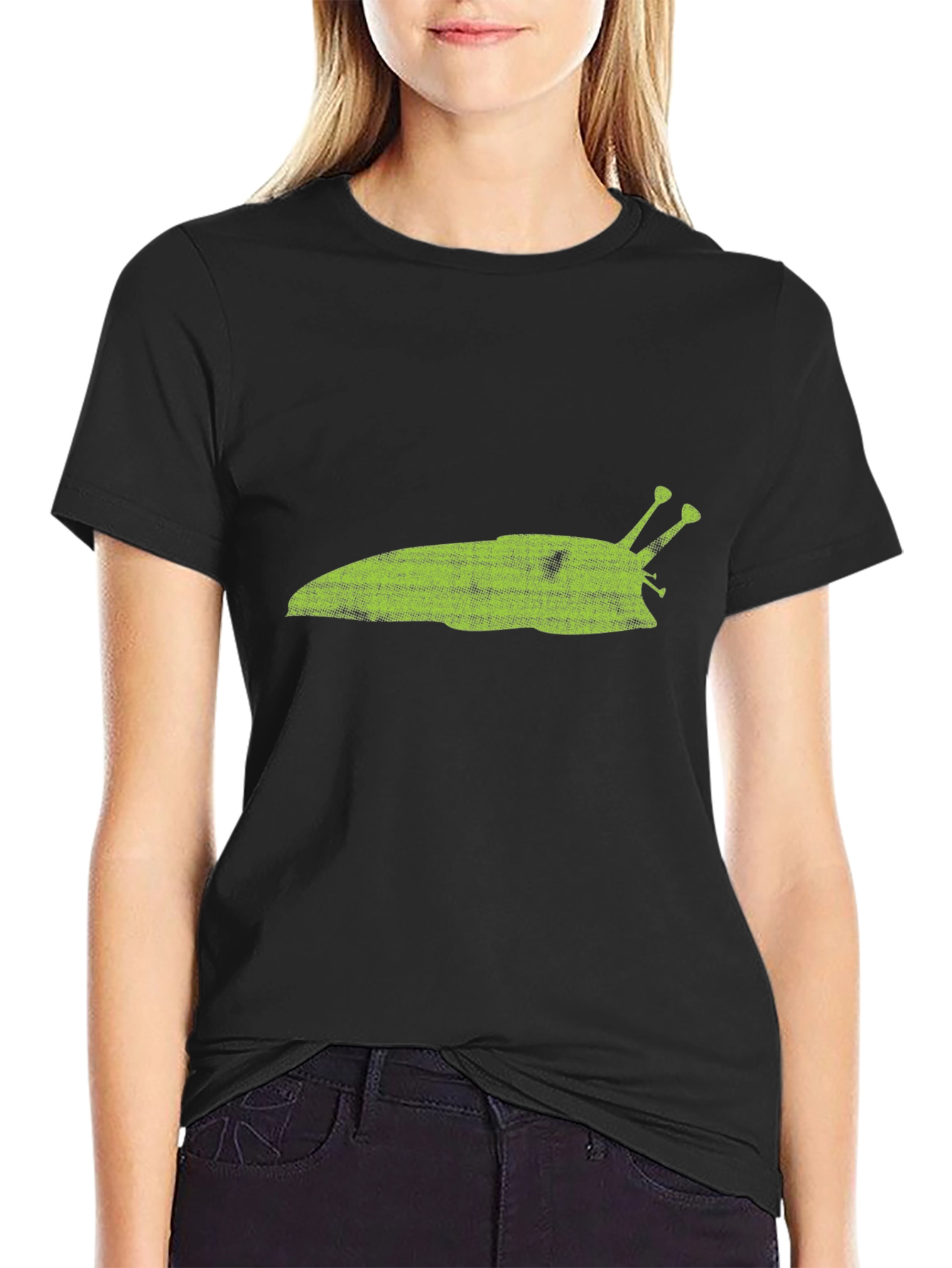 Green Slug Graphic T-Shirt - Casual Black Tee