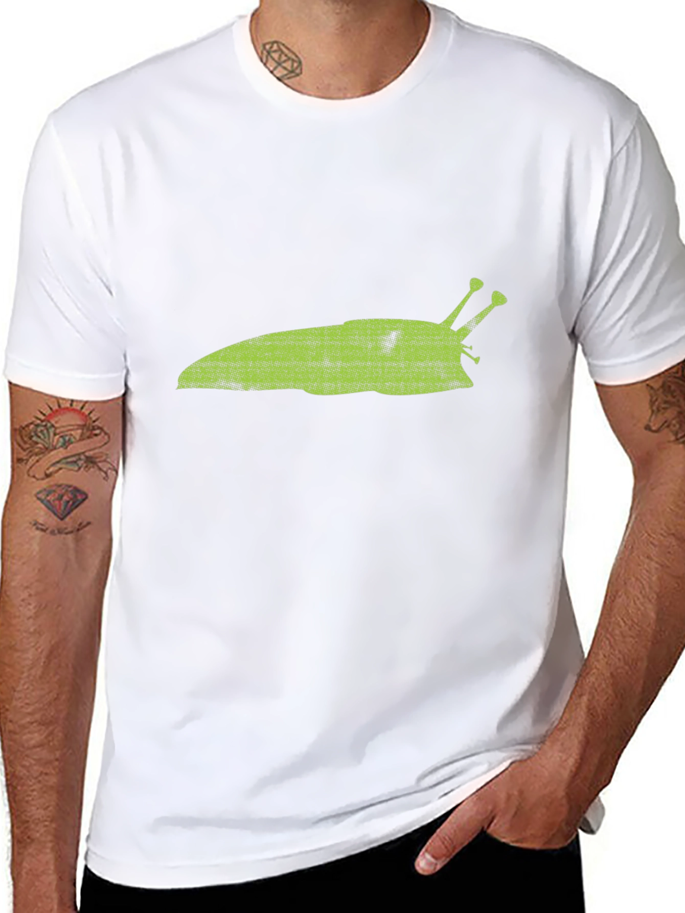 Green Slug Graphic T-Shirt - Casual Black Tee