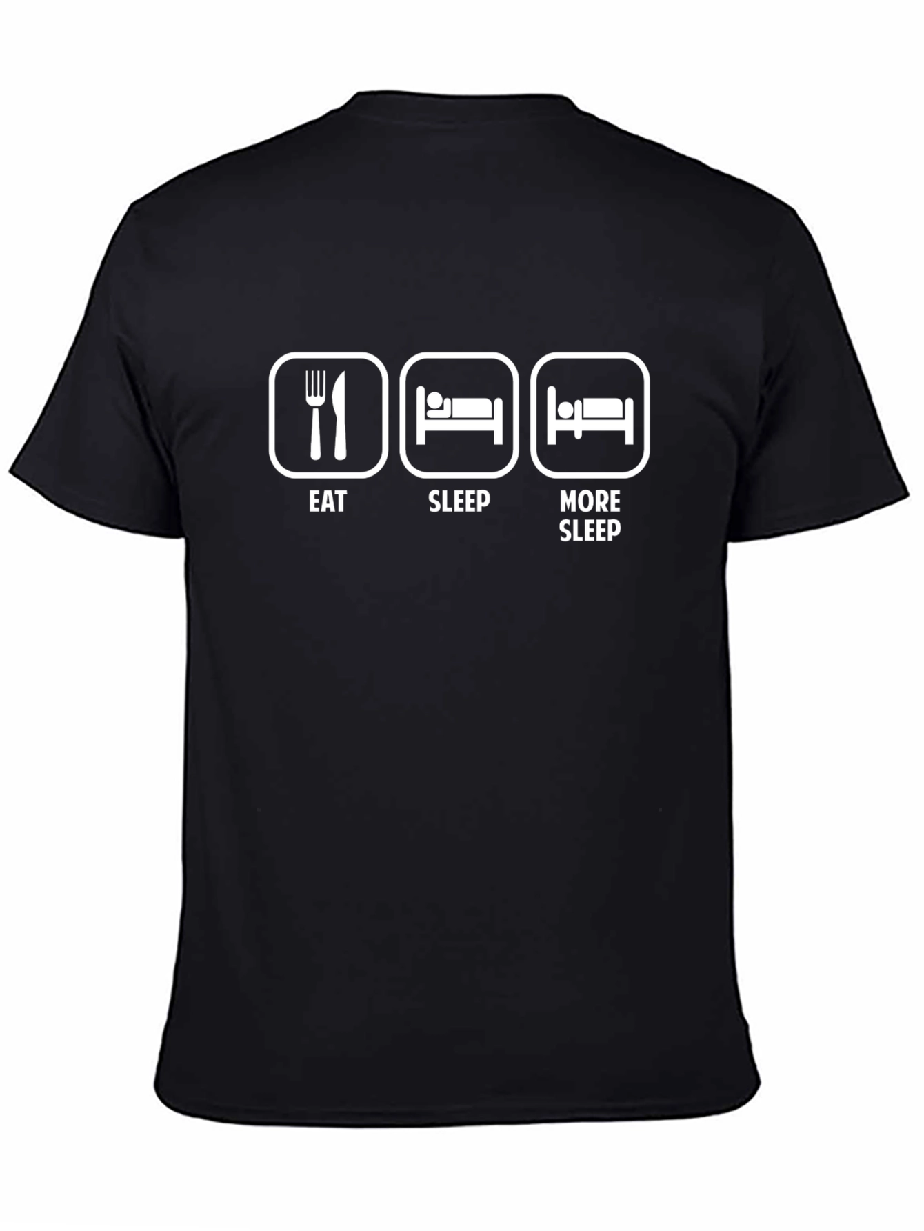 Eat Sleep More Sleep Graphic Tee - Black Casual T-Shirt