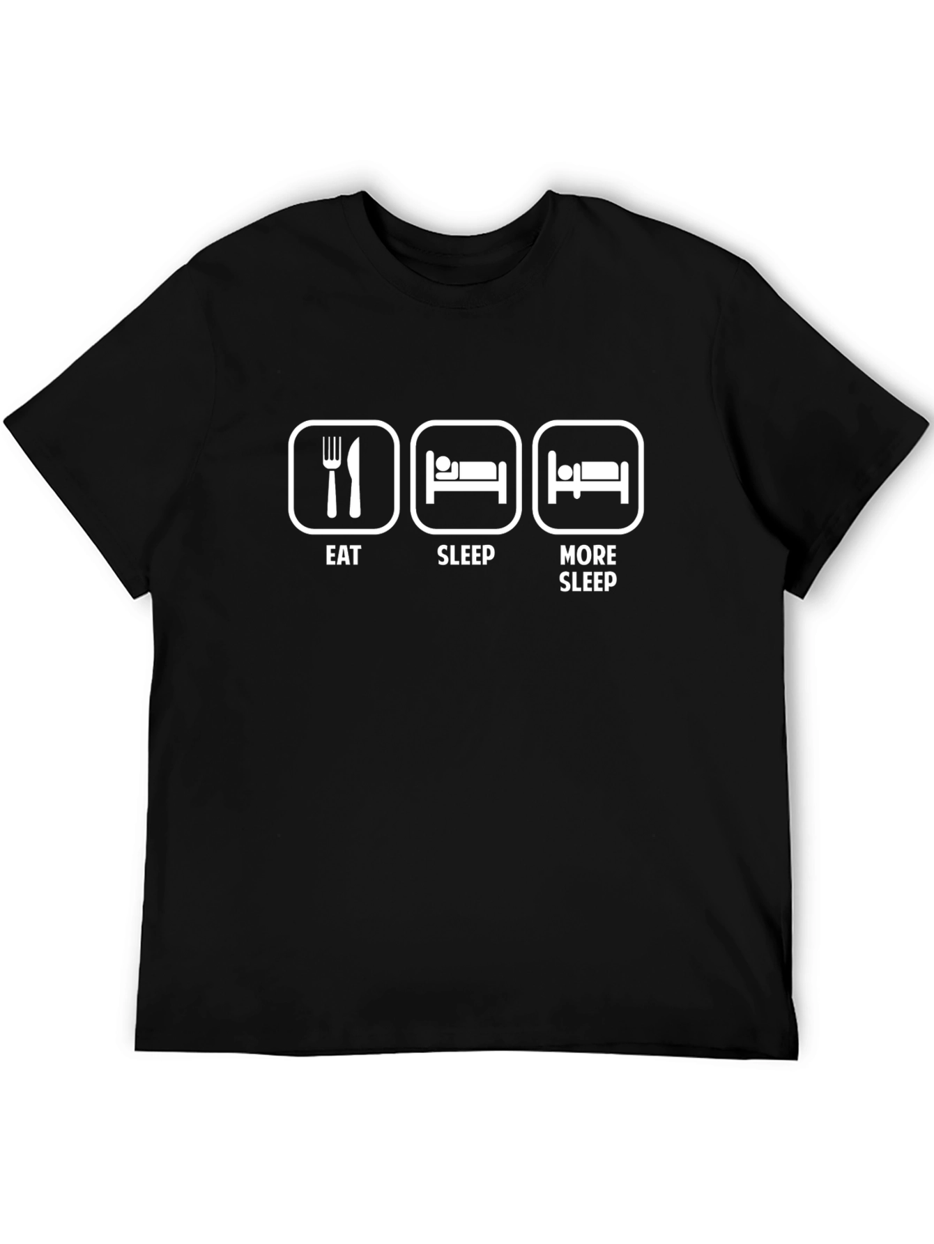 Eat Sleep More Sleep Graphic Tee - Black Casual T-Shirt