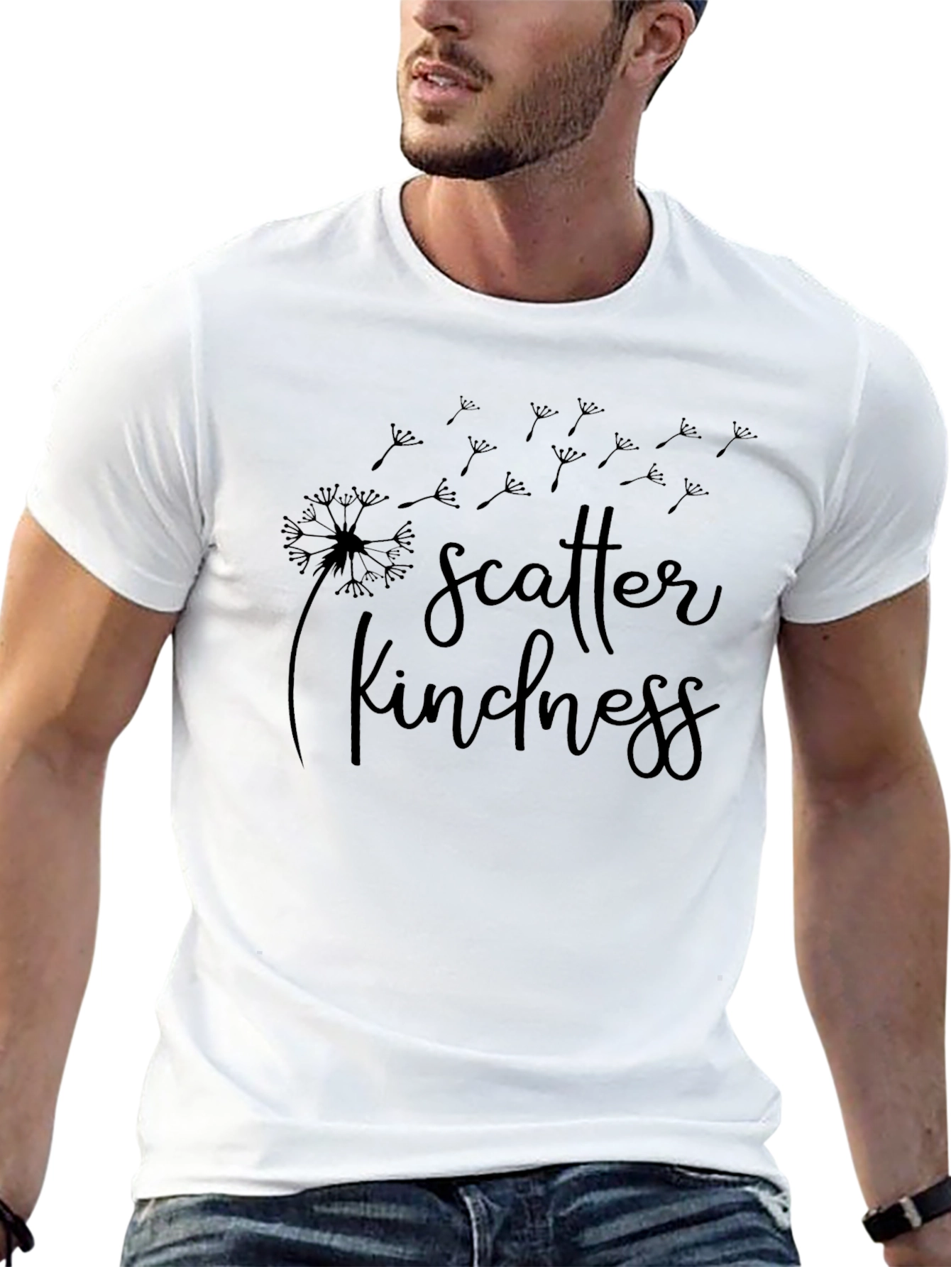 Scatter Kindness Black Graphic T-Shirt