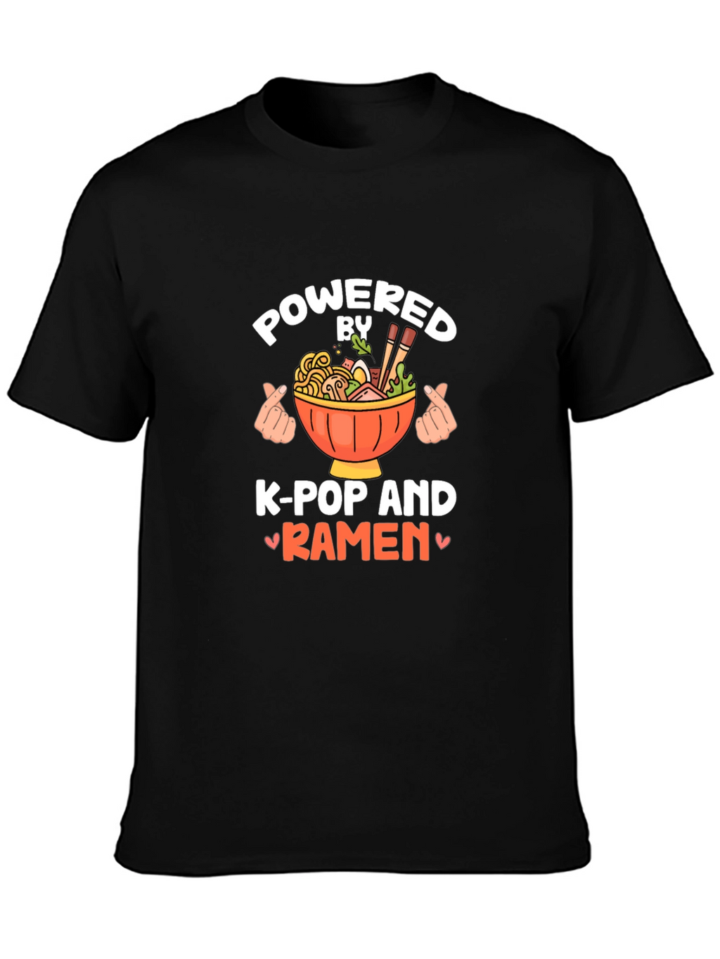 Powered by K-Pop and Ramen Black Tee