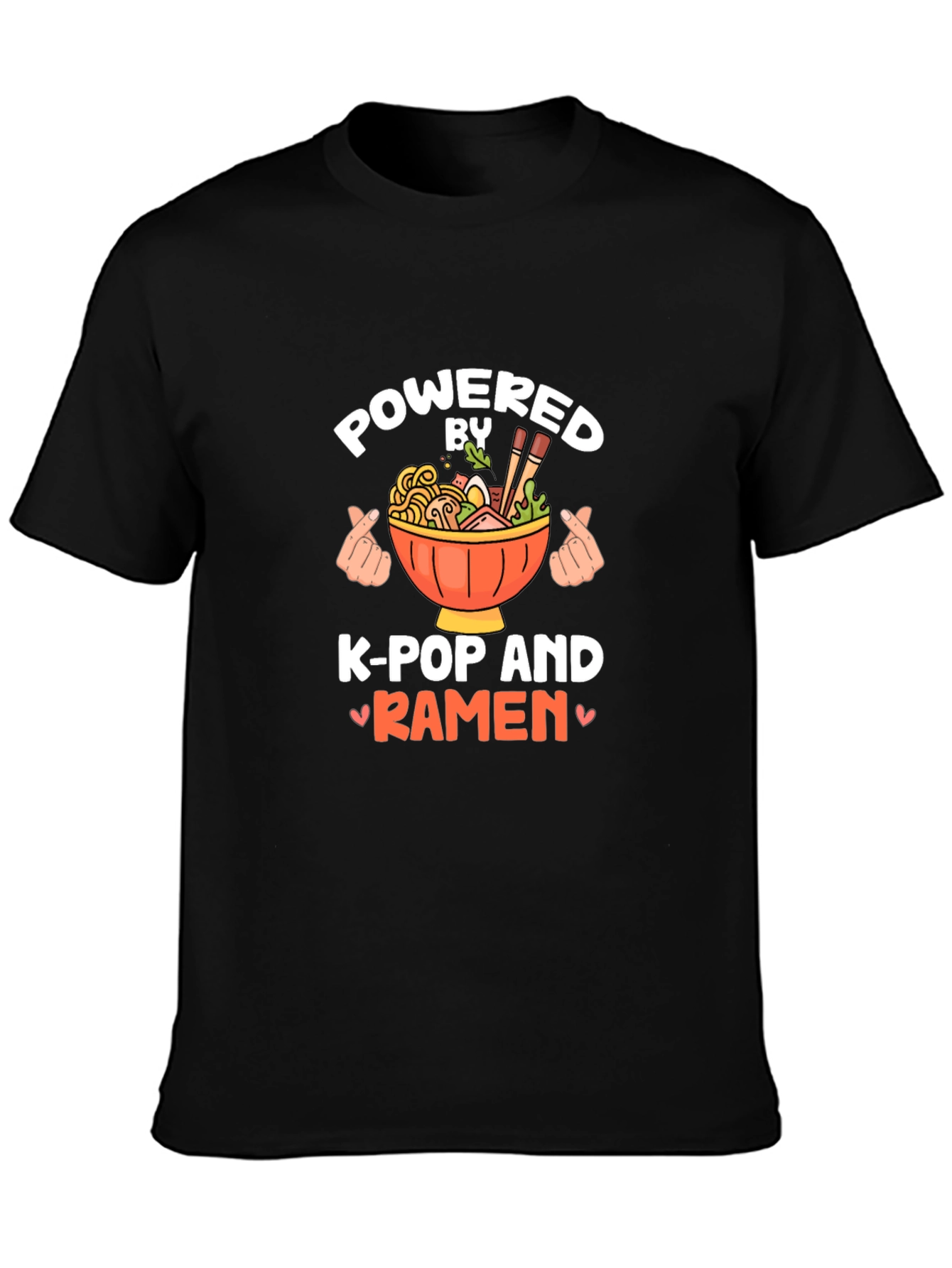 Powered by K-Pop and Ramen Black Tee