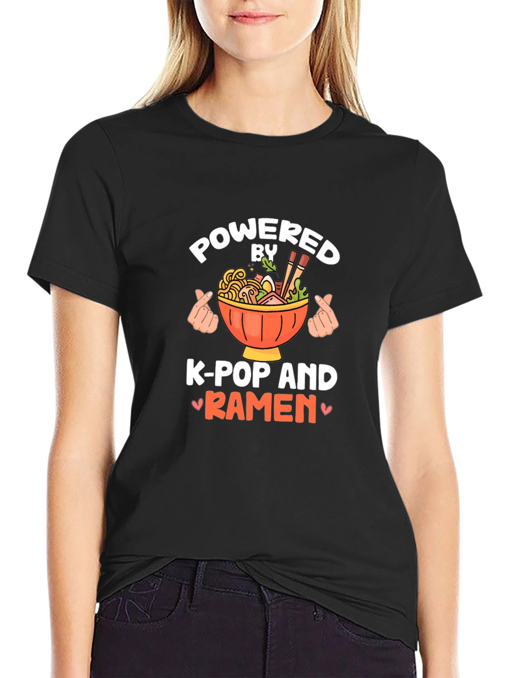 Powered by K-Pop and Ramen Black Tee