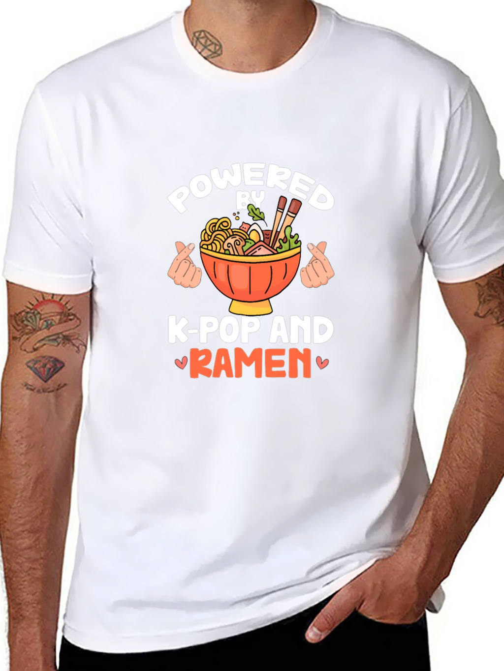 Powered by K-Pop and Ramen Black Tee