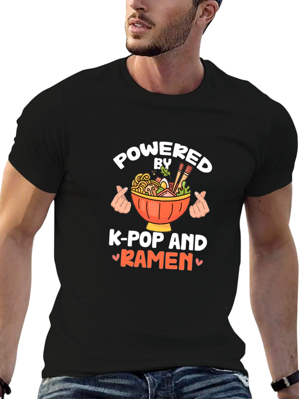 Powered by K-Pop and Ramen Black Tee