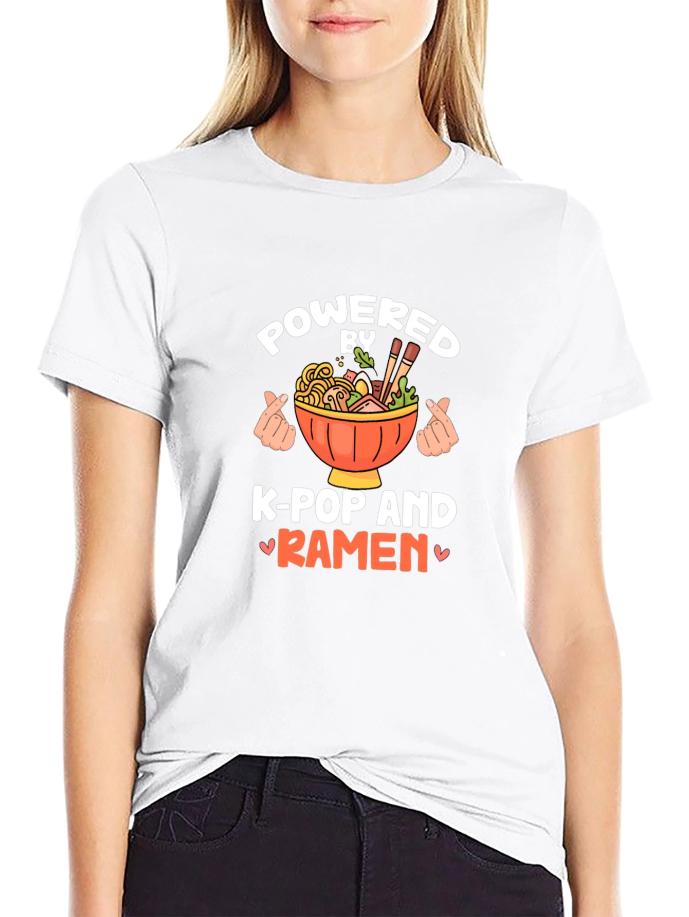 Powered by K-Pop and Ramen Black Tee
