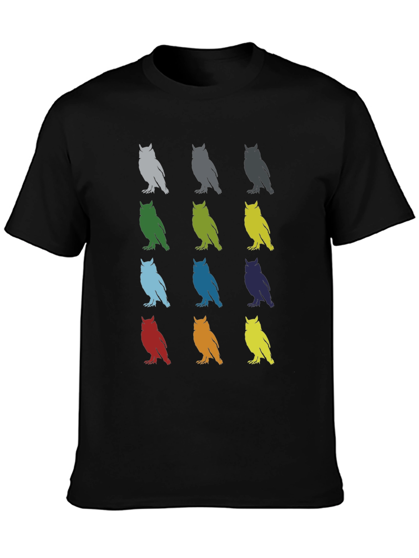 Colorful Owl Pattern Tee - Unique Graphic T-Shirt