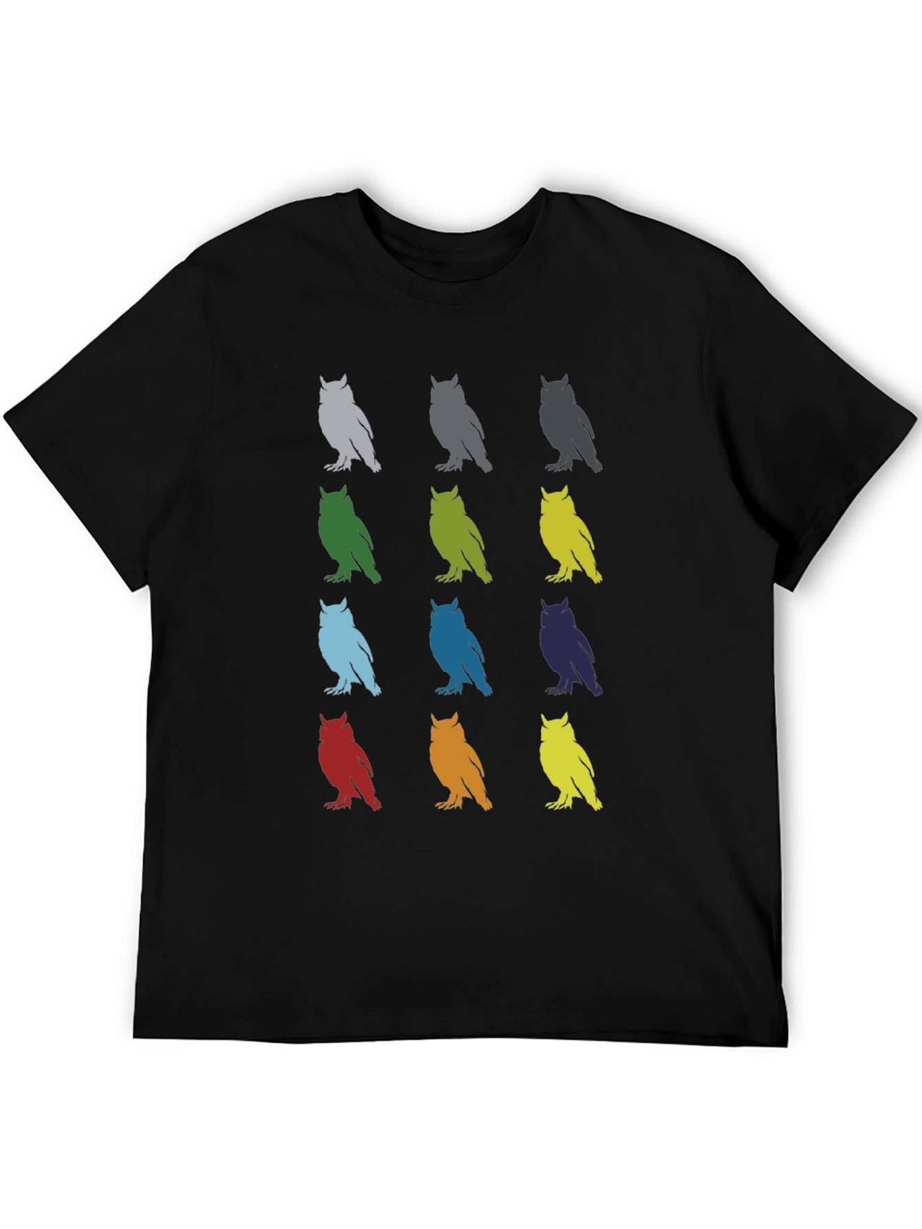 Colorful Owl Pattern Tee - Unique Graphic T-Shirt
