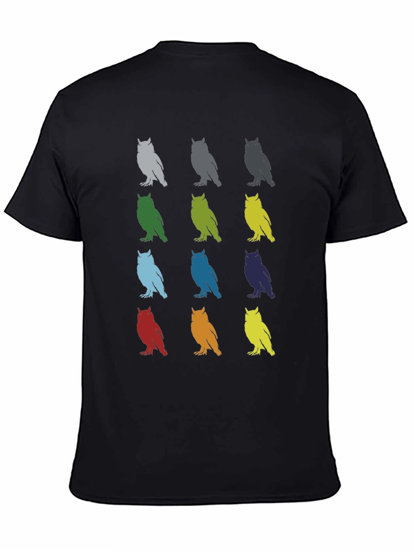 Colorful Owl Pattern Tee - Unique Graphic T-Shirt