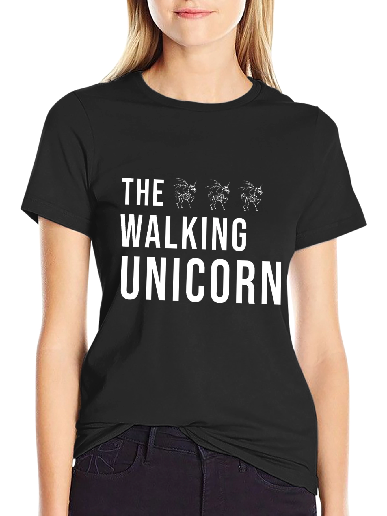 The Walking Unicorn Black Graphic Tee