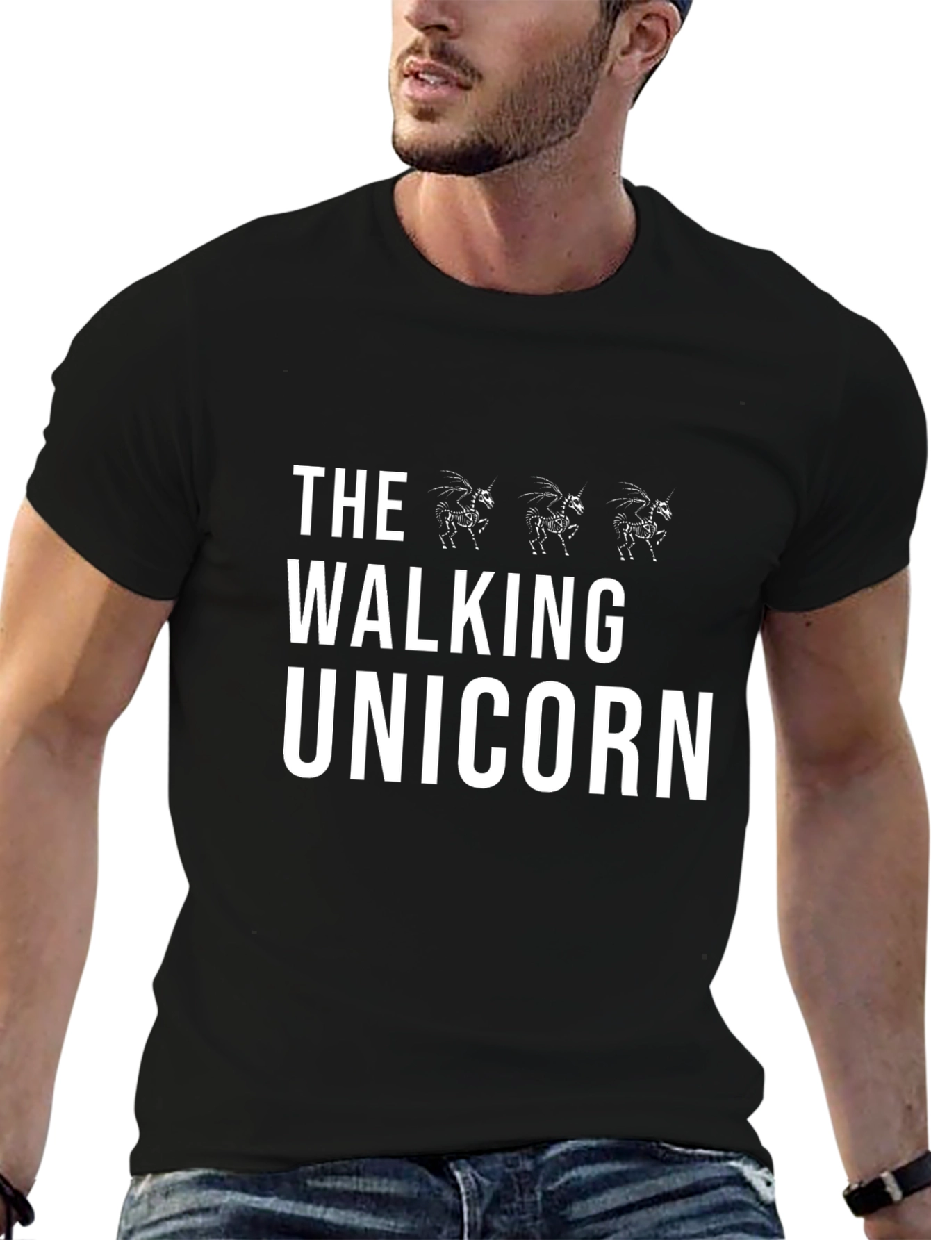 The Walking Unicorn Black Graphic Tee