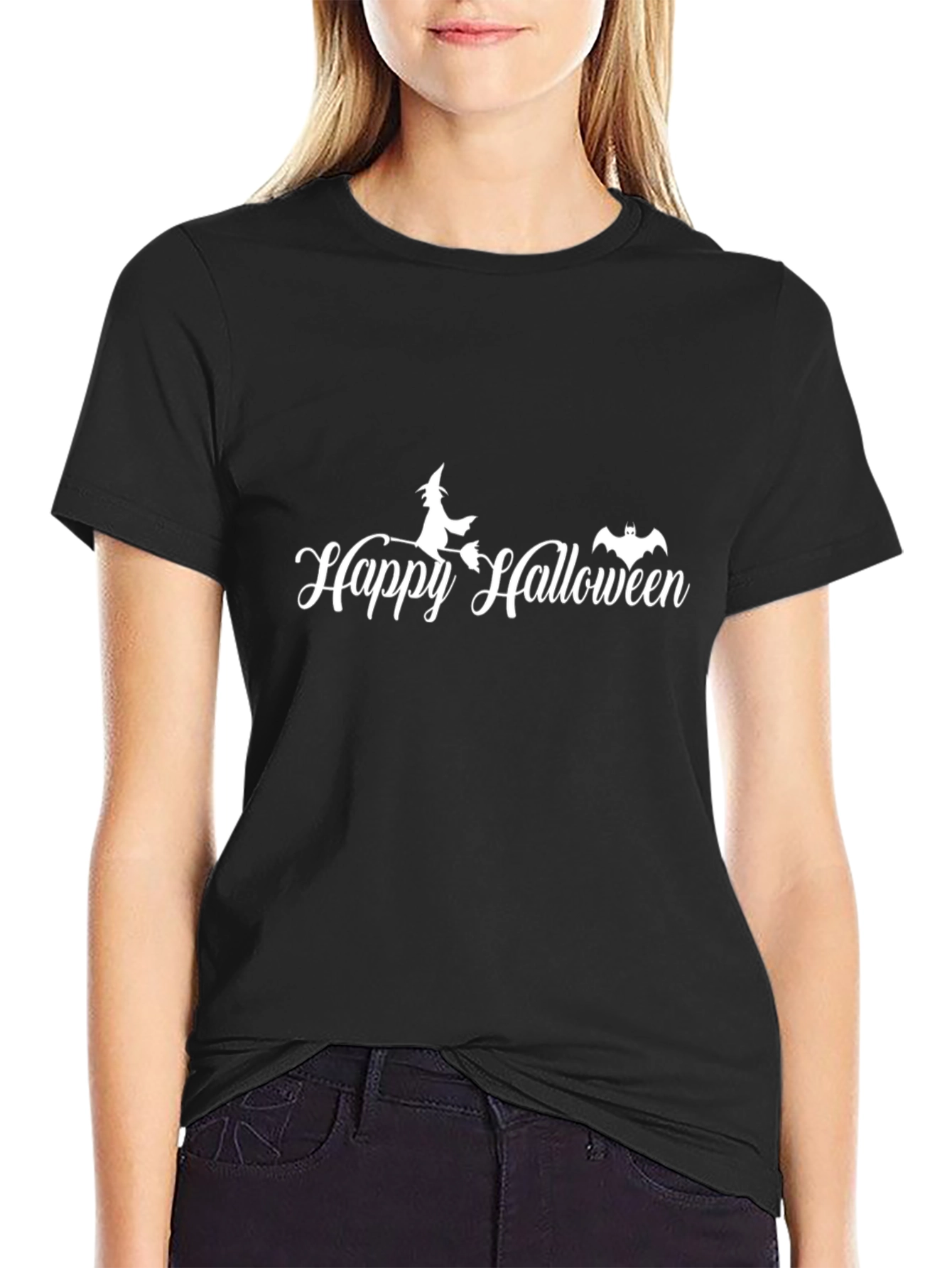 Happy Halloween Graphic Tee - Black Cotton T-Shirt