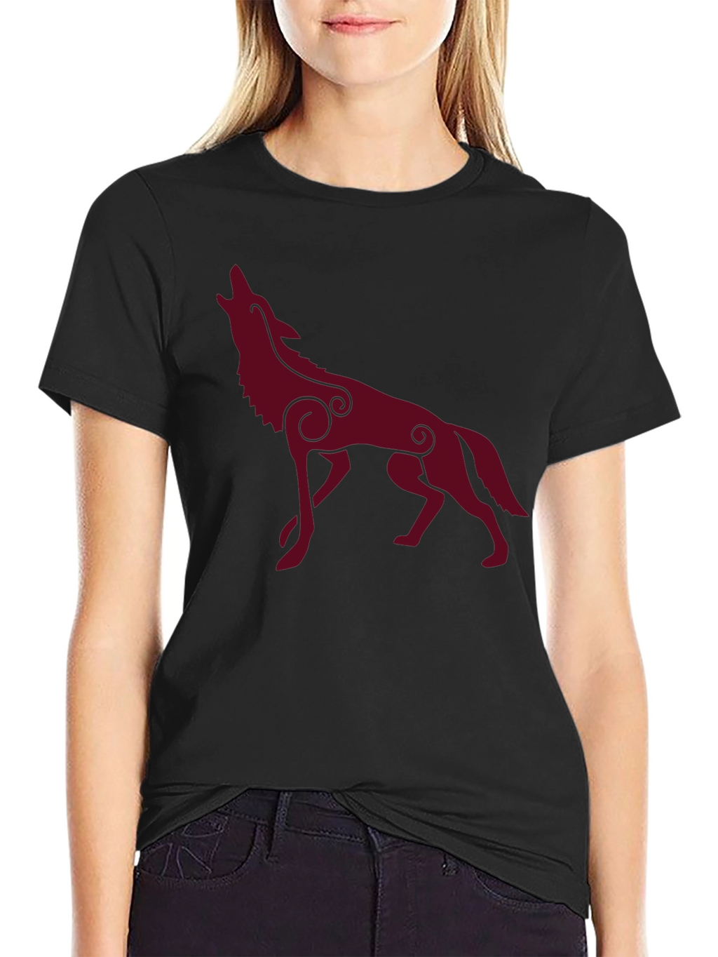 Wolf Silhouette Graphic Tee - Stylish Mens Black T-Shirt