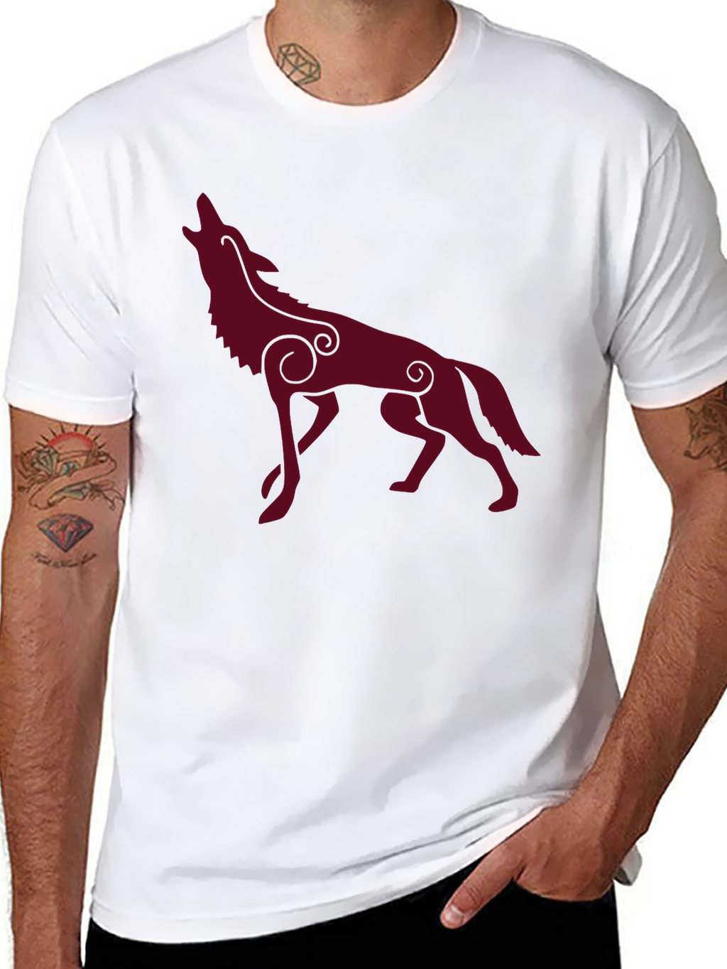 Wolf Silhouette Graphic Tee - Stylish Mens Black T-Shirt