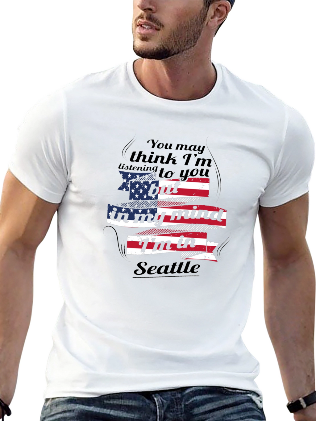 Seattle Mind USA Flag Graphic T-Shirt