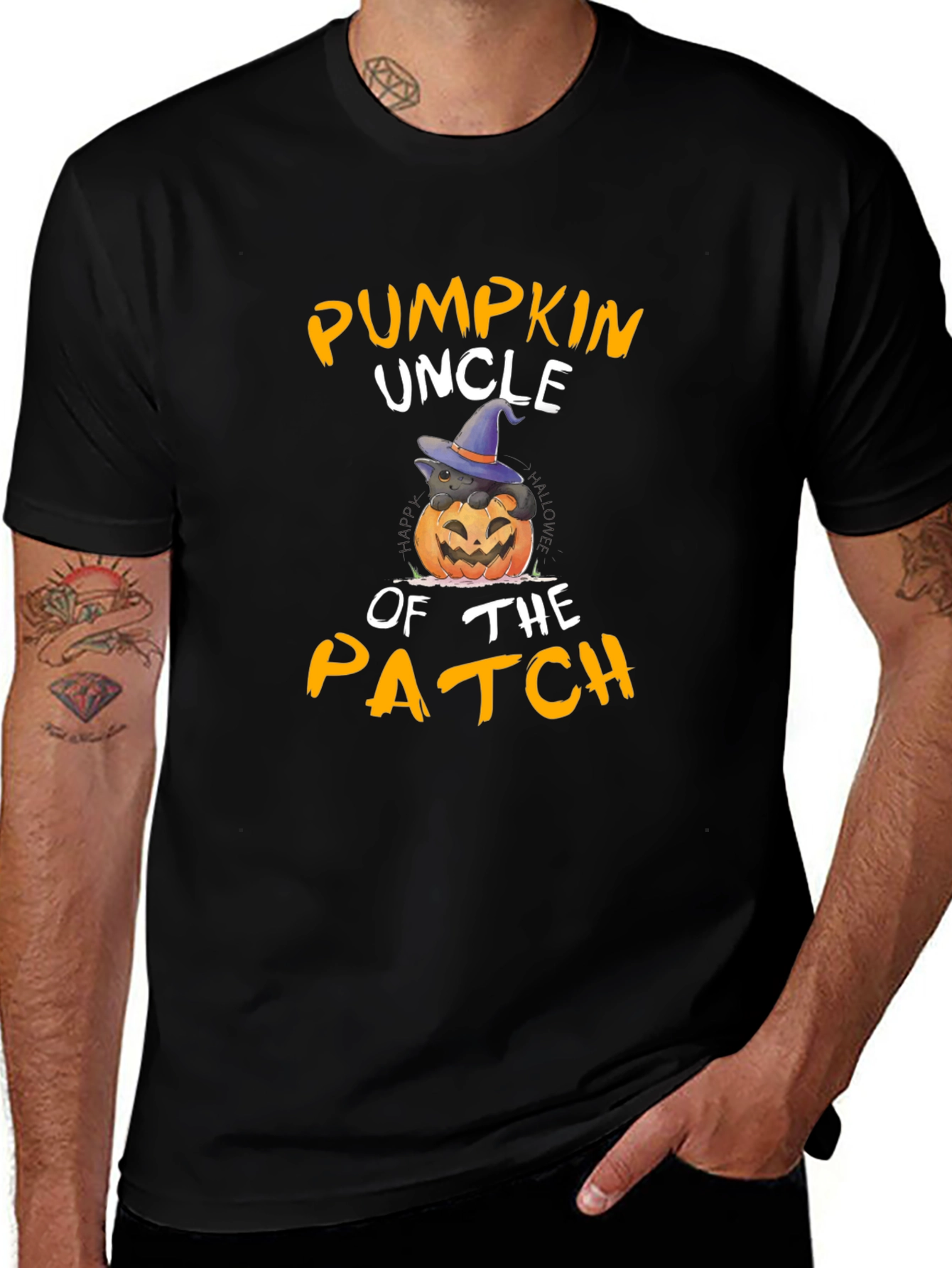 Pumpkin Uncle of the Patch T-Shirt - Halloween Cat Tee