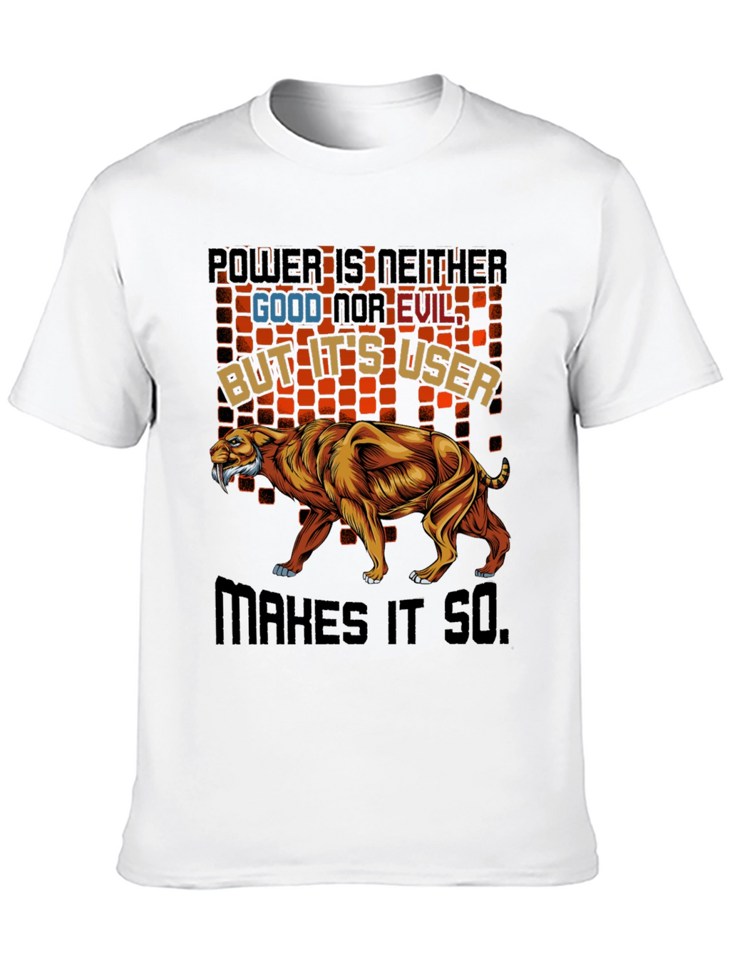 Power T-Shirt Featuring Saber-Tooth Tiger Graphic