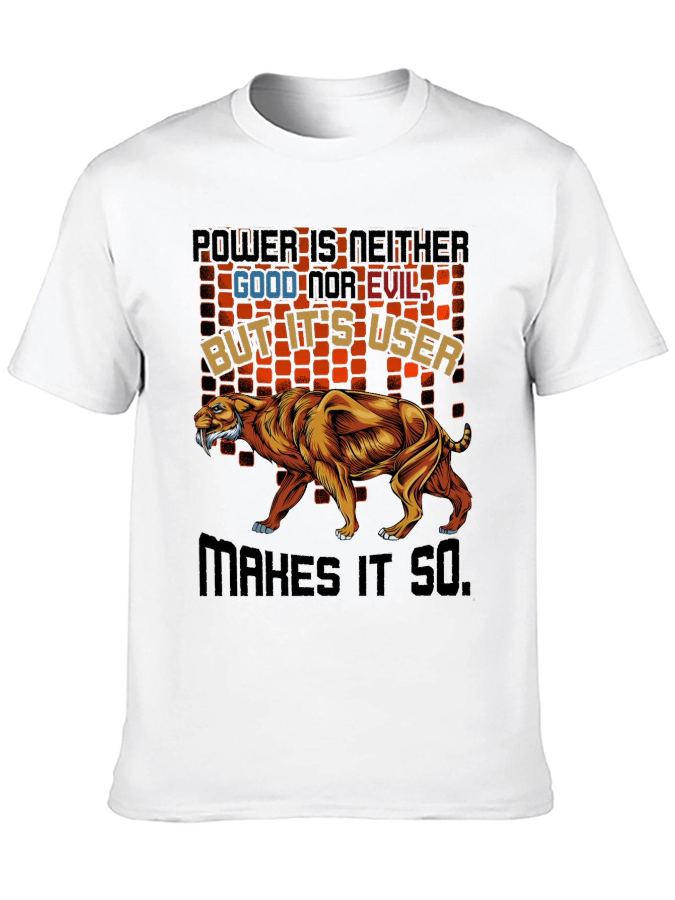 Power T-Shirt Featuring Saber-Tooth Tiger Graphic