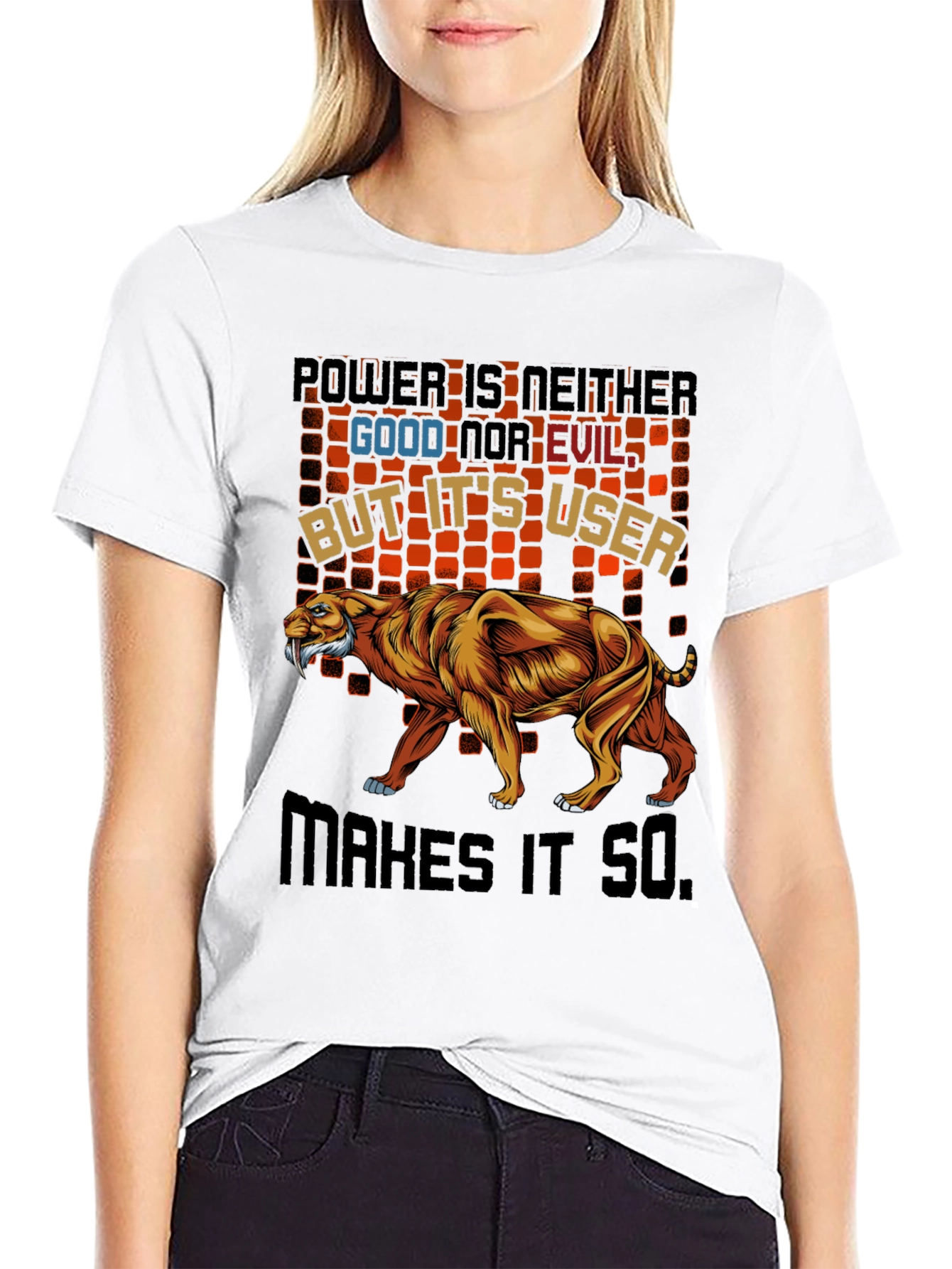 Power T-Shirt Featuring Saber-Tooth Tiger Graphic