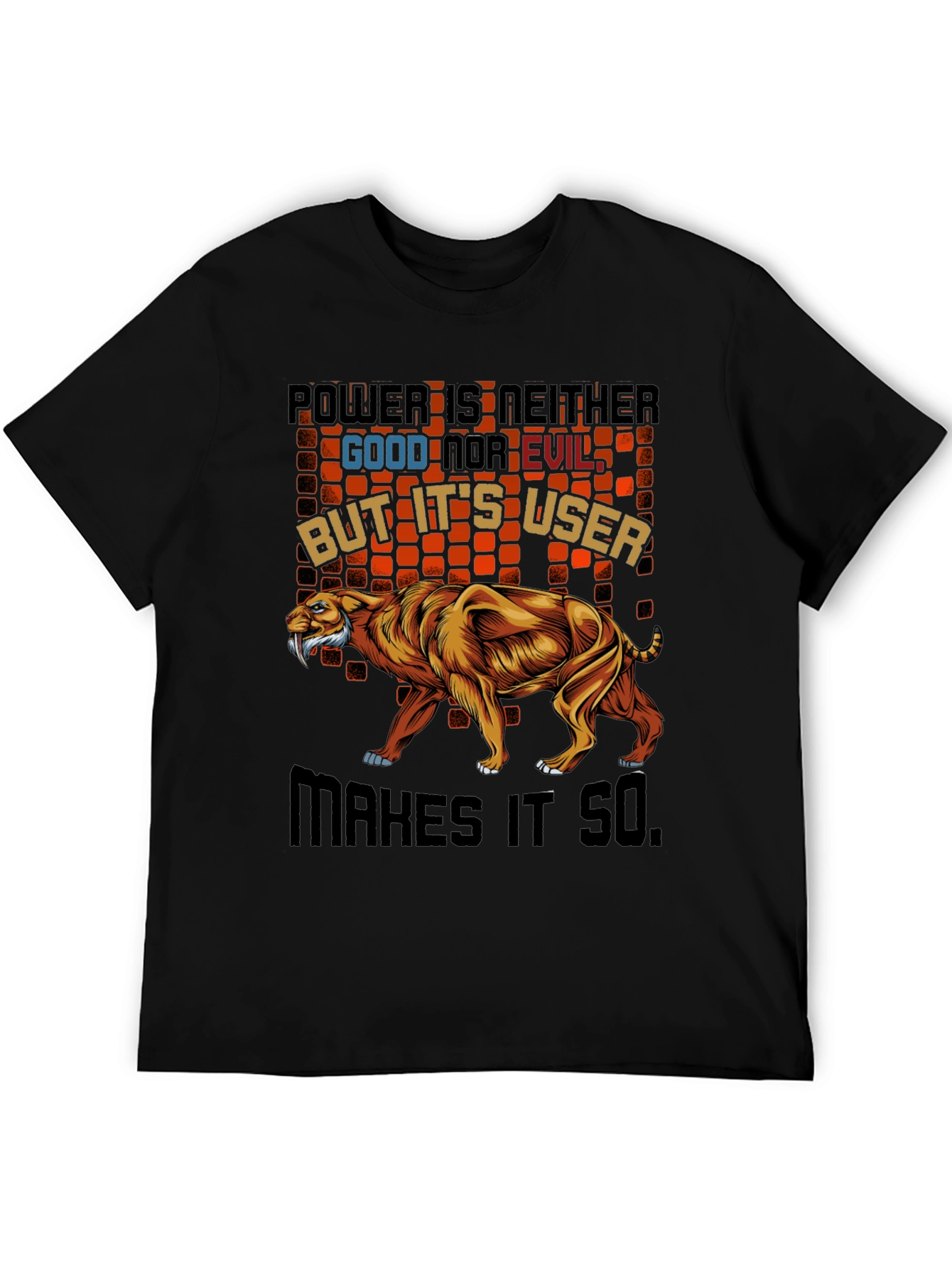 Power T-Shirt Featuring Saber-Tooth Tiger Graphic