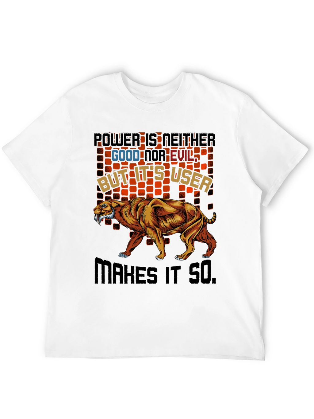 Power T-Shirt Featuring Saber-Tooth Tiger Graphic