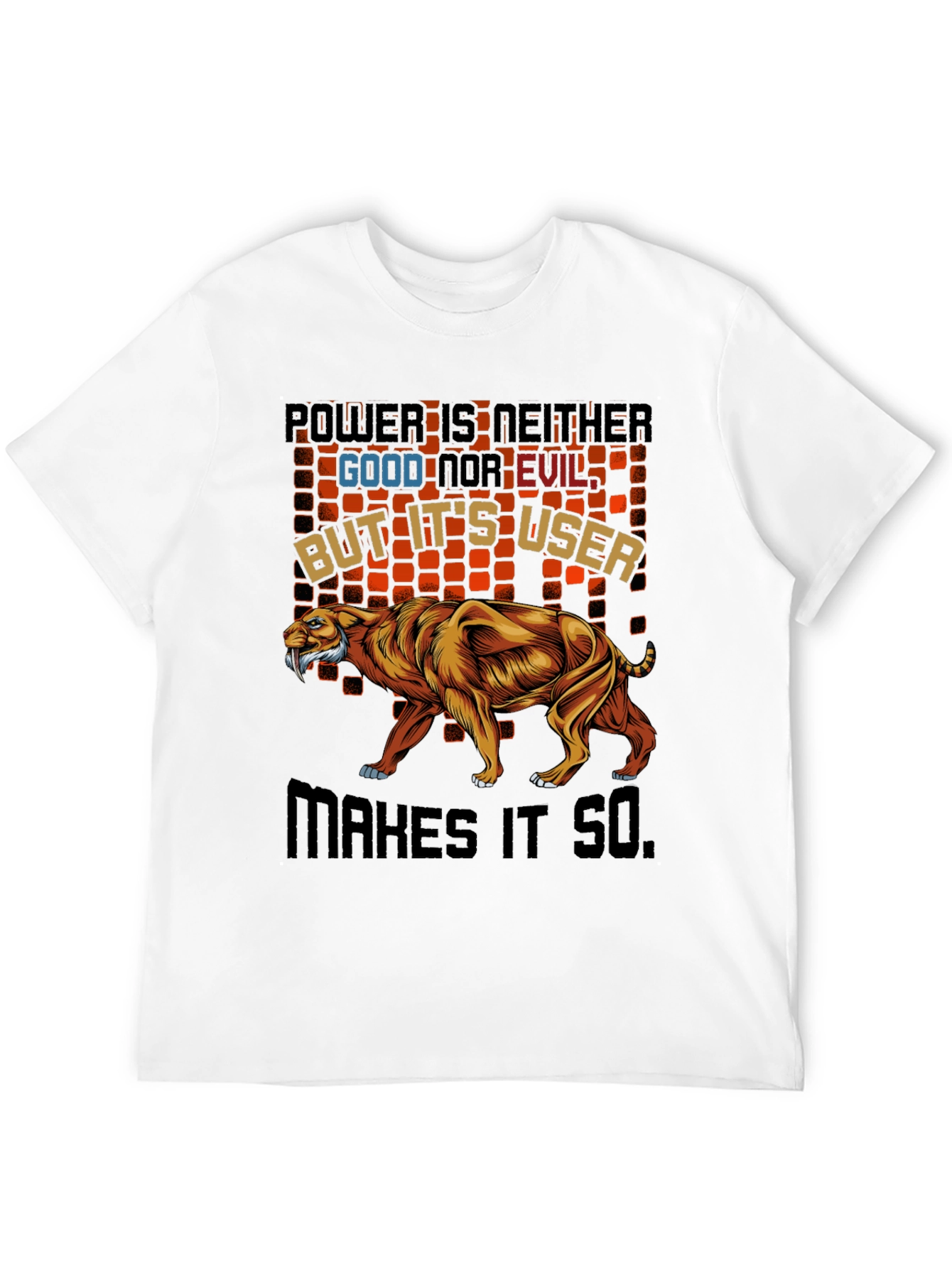 Power T-Shirt Featuring Saber-Tooth Tiger Graphic