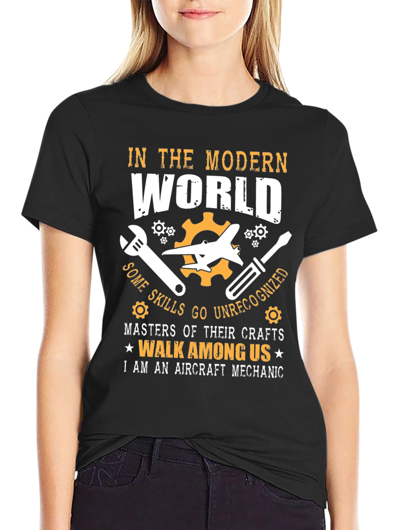 Aircraft Mechanic T-Shirt: Modern World Skilled Craftsman