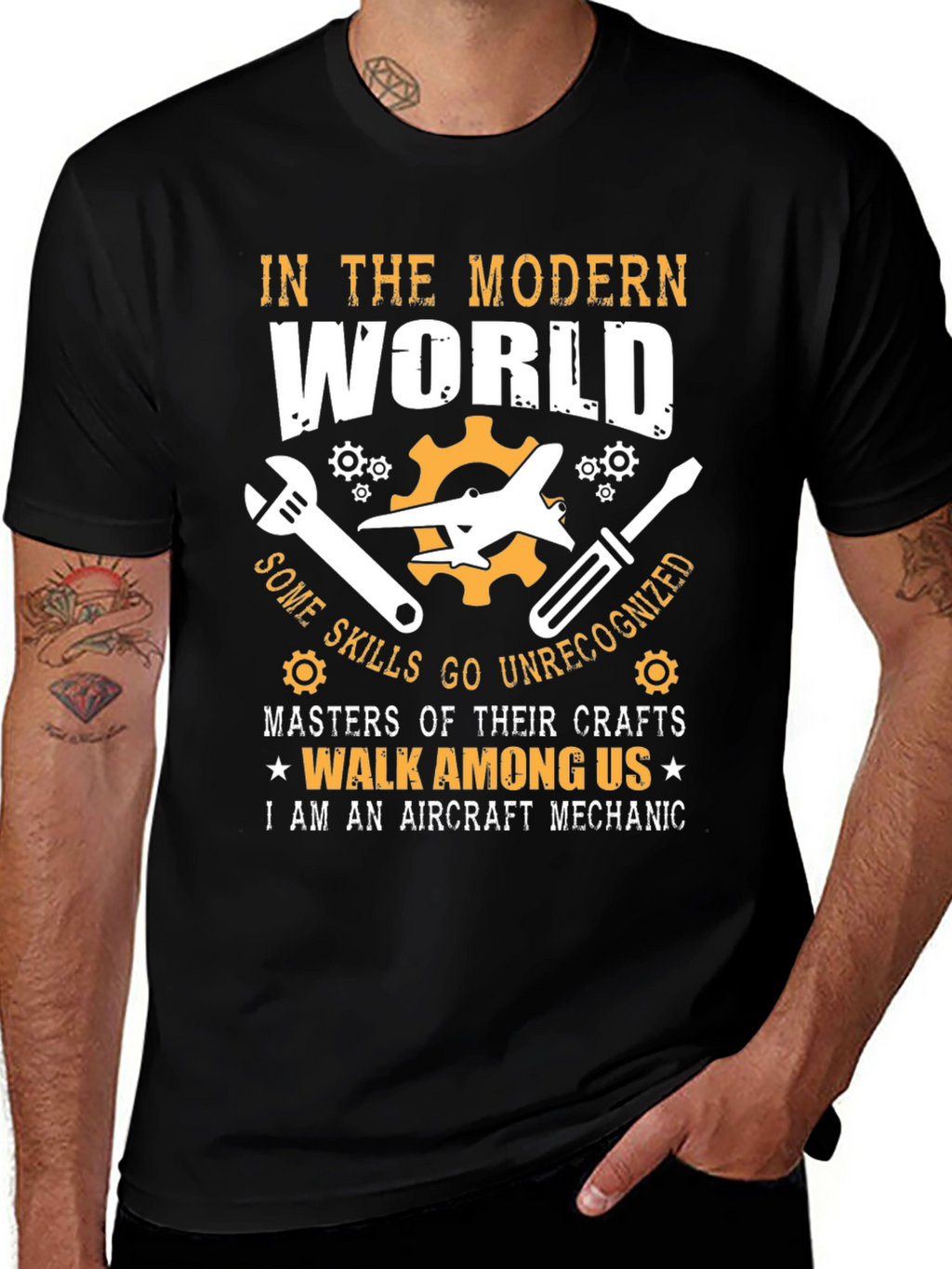 Aircraft Mechanic T-Shirt: Modern World Skilled Craftsman